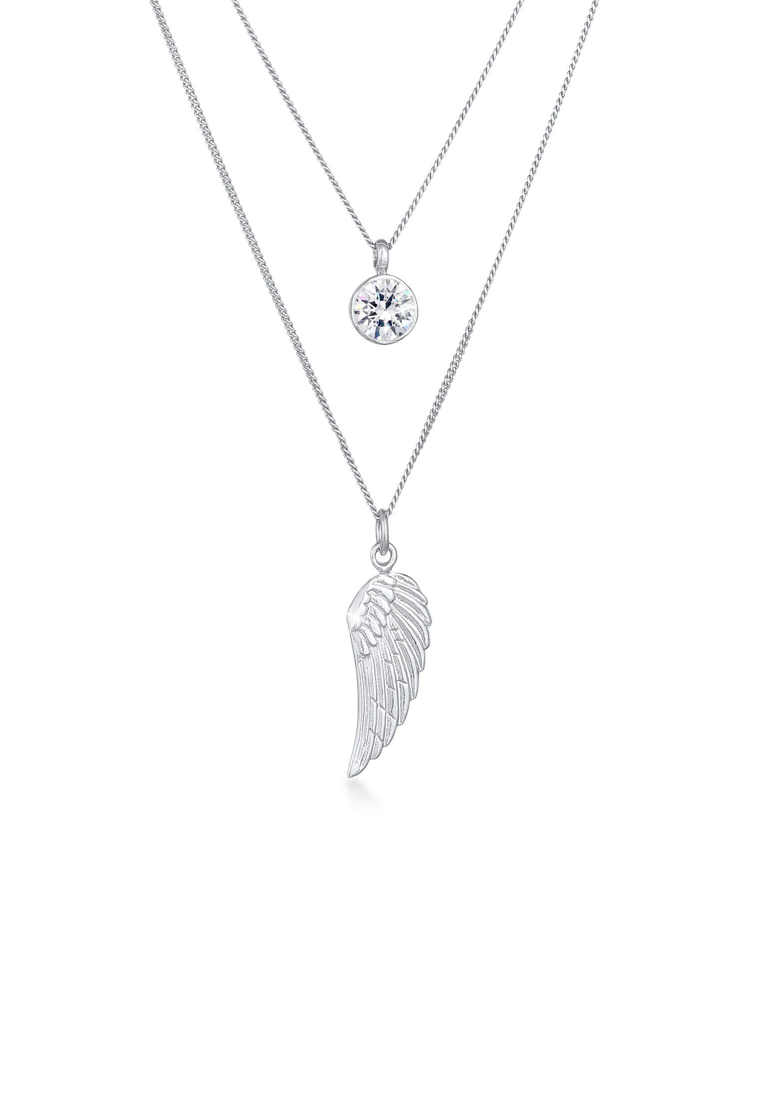 Ketten-Set Layer Flügel Symbol 925 Silber, mit Kristallen von Swarovski®