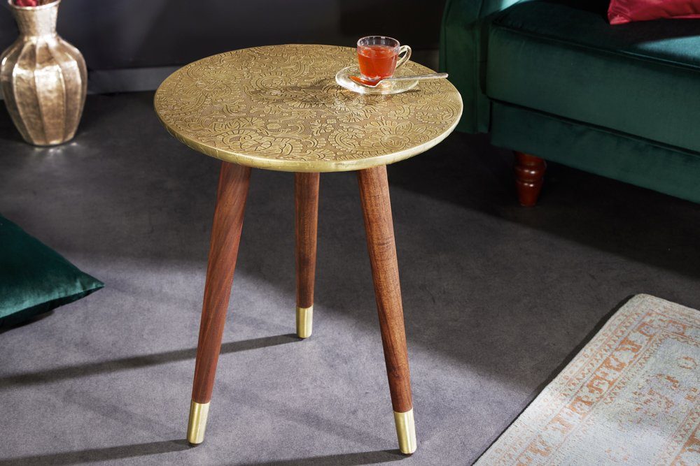 riess-ambiente Beistelltisch ALCAZAR Ø50cm antik gold / braun (Einzelartike günstig online kaufen