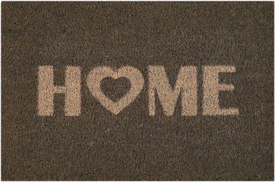 Fußmatte Kokos Home Heart, Andiamo, rechteckig, Höhe: 15 mm,  Schmutzfangmatte, Kokosmatte, mit Spruch, In- und Outdoor geeignet,  Wetterfest & mit einem rutschhemmenden Rücken ausgestattet