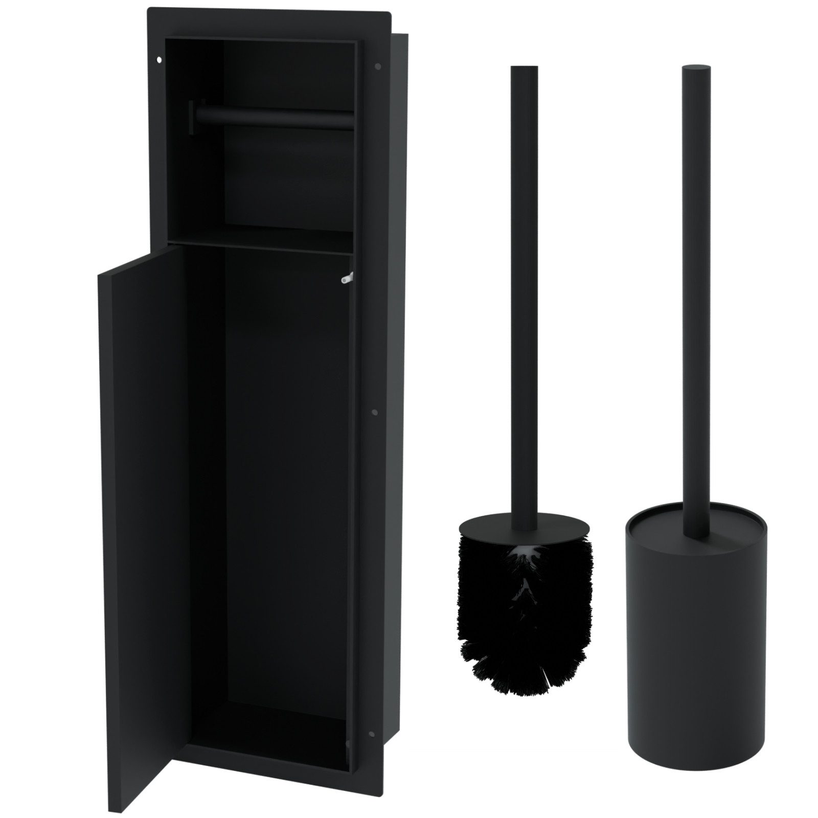 HAGO Toilettenpapierhalter WC Modul Edelstahl Schwarz Einbauschrank Unterputz Wandnische 200x600m