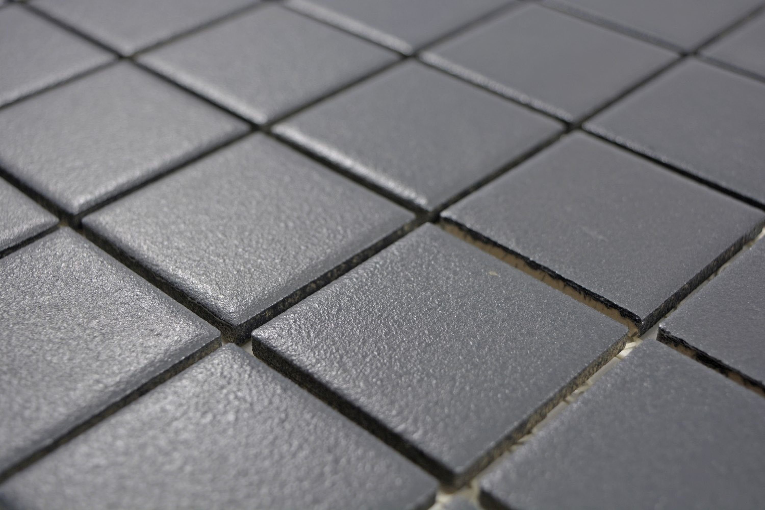 Mosani Mosaikfliesen Keramik Mosaik Fliese soft schwarz RUTSCHEMMEND Bodenfliese Bad