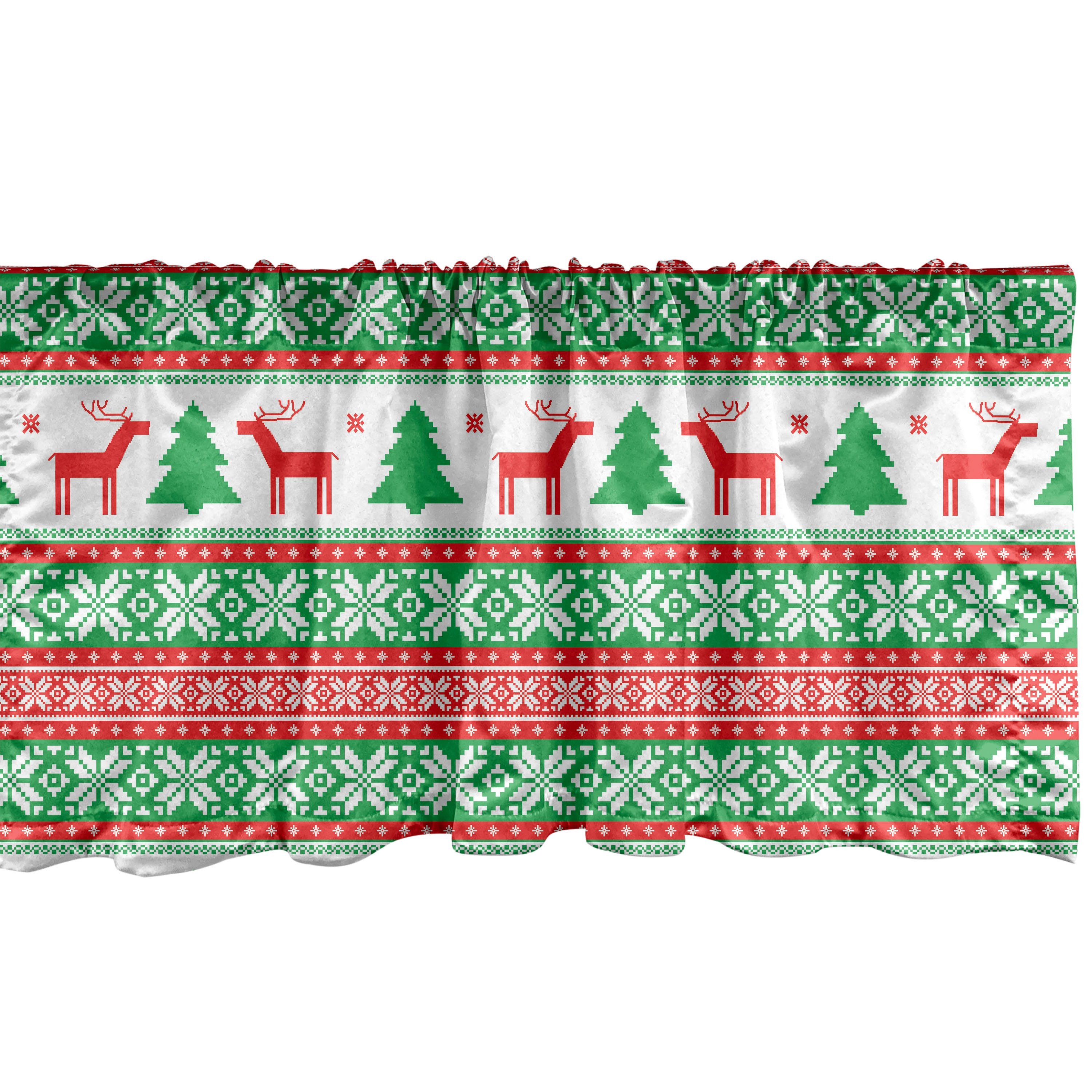 Scheibengardine Vorhang Volant für Küche Schlafzimmer Dekor mit Stangentasche, Abakuhaus, Microfaser, Weihnachten Ferienzeit Deer