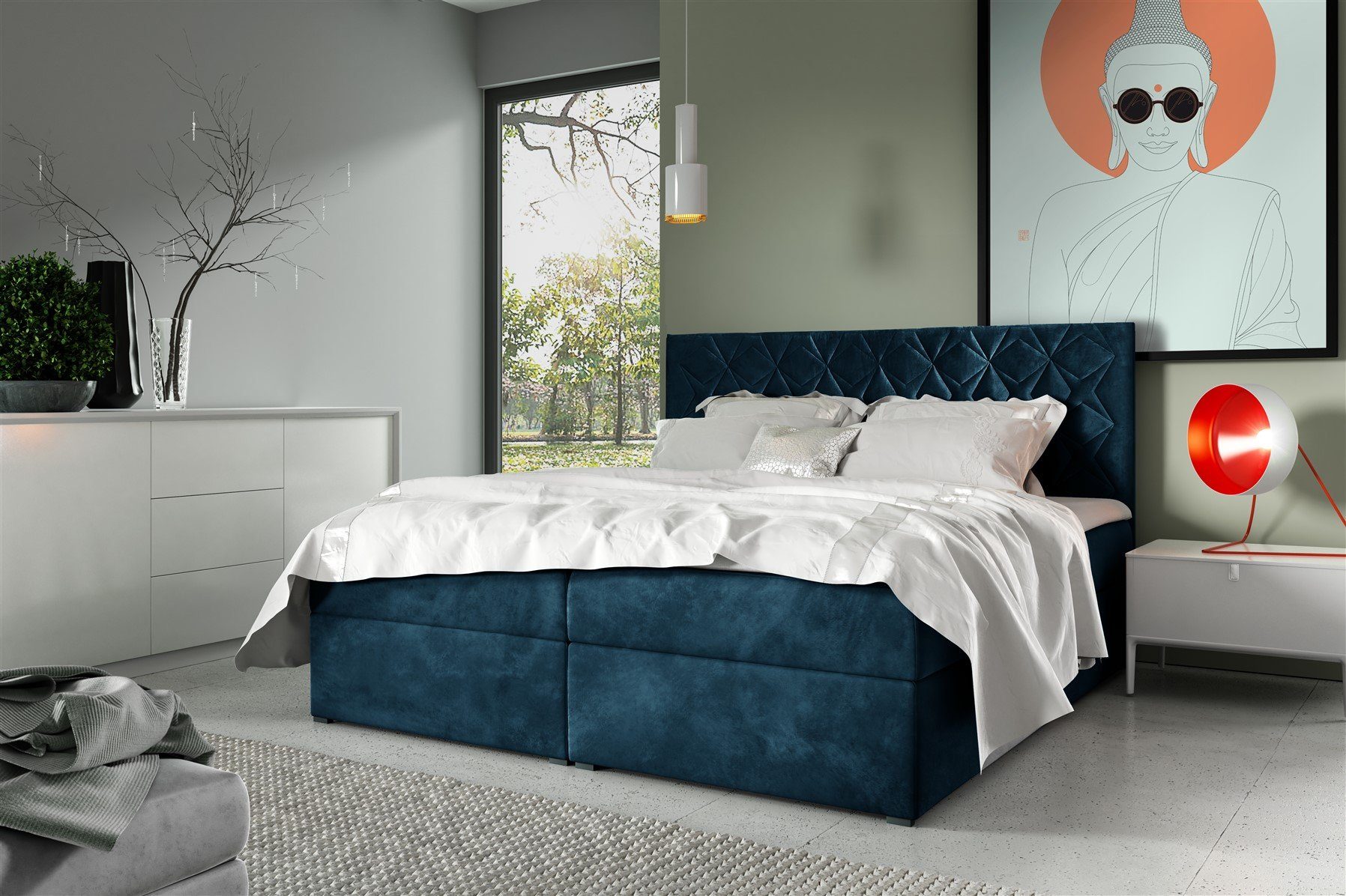 Fun Möbel Boxbett Schlafzimmerbett LAZARO Nr.7 in Stoff Fresh (inkl. Bettkästen, inkl. Kaltschaumtopper), eingebautes Liftsystem für Bettkästen