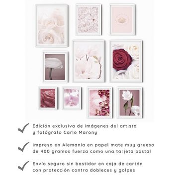 murimage® Poster murimage® Premium Poster Set OHNE Bilderrahmen 10 Poster (3x DINA3, 5x DINA4, 2x DINA5) Rosa Pink Liebe Blumen Romantik Wedding »Rose«