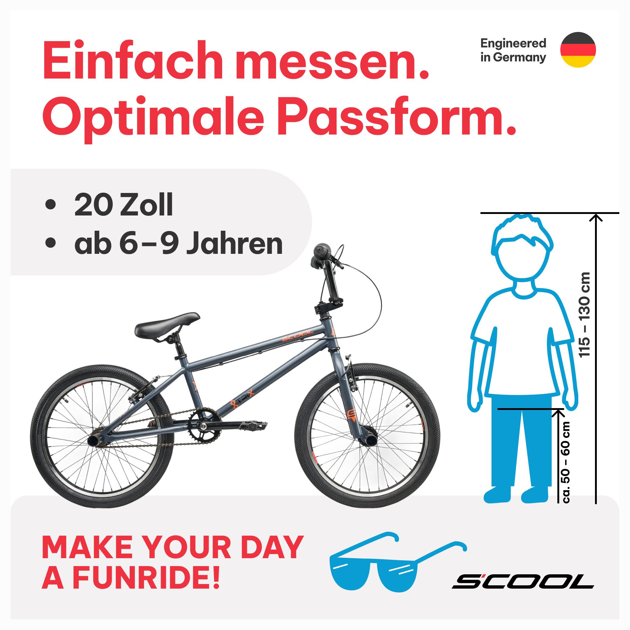 S’COOL BMX-Rad XtriX 20, Kinderfahrrad, 1 Gang, 20 Zoll
