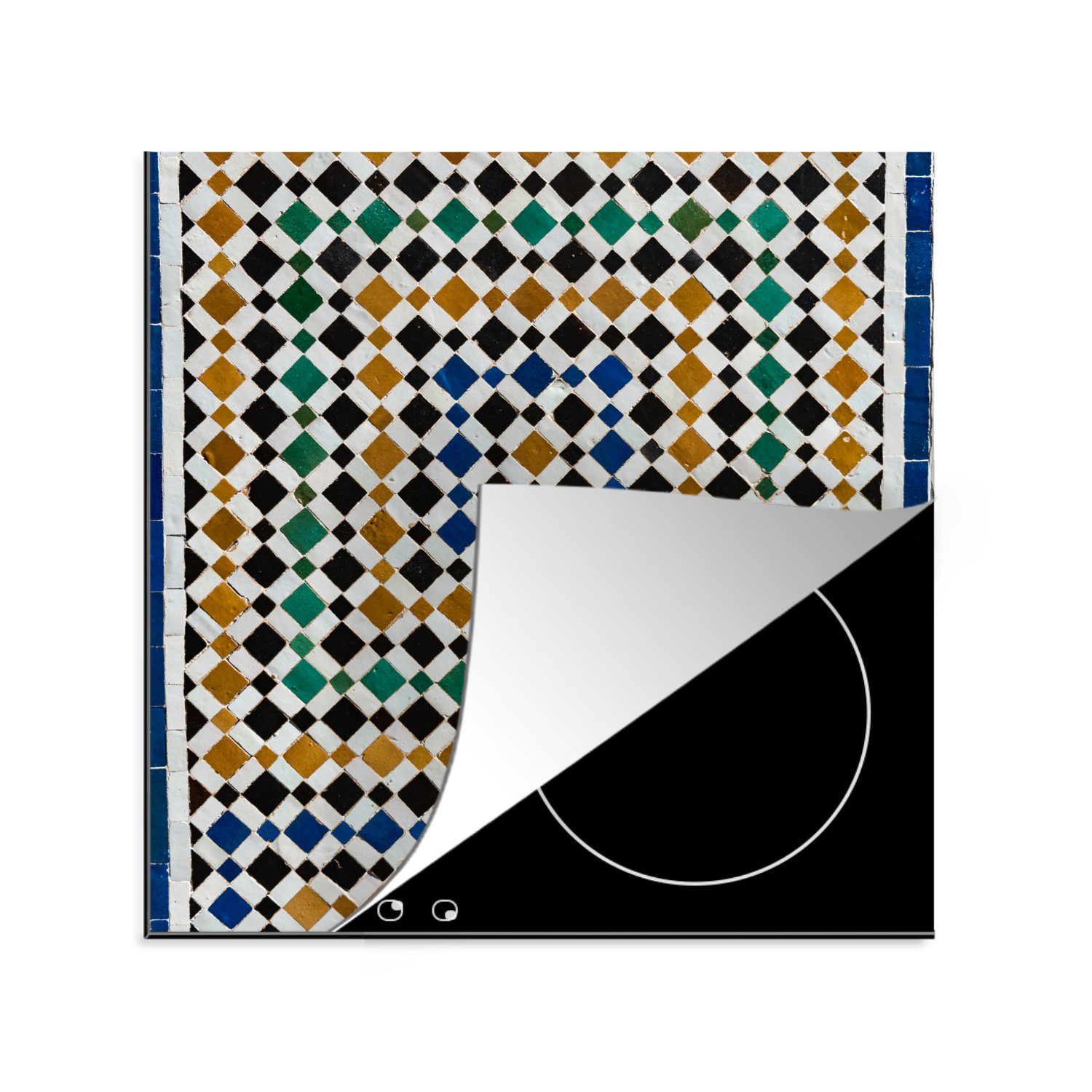 Vinyl, Ceranfeldabdeckung, MuchoWow Arbeitsplatte tlg), wie 78x78 Art aussieht, eine Mosaik, marokkanisches Ein Labyrinth Herdblende-/Abdeckplatte das für (1 küche cm,