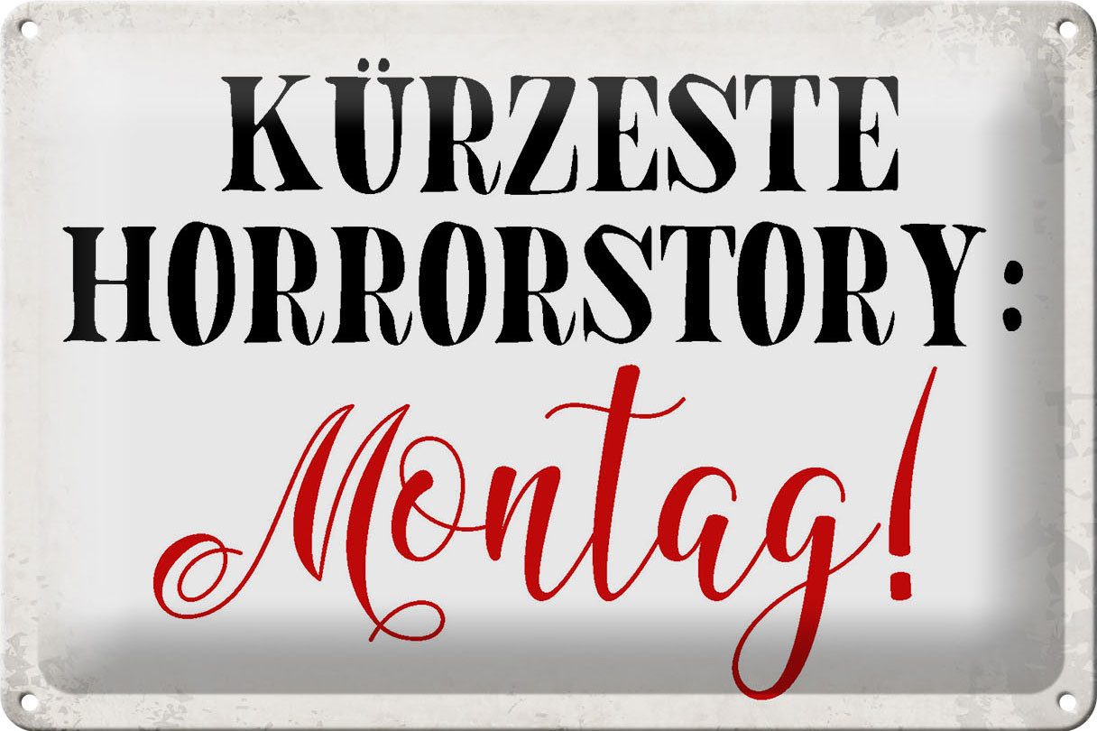 Metallschild Schild Blech 30x20cm - Made in Germany - Spruch kürzeste Horrostory Mo