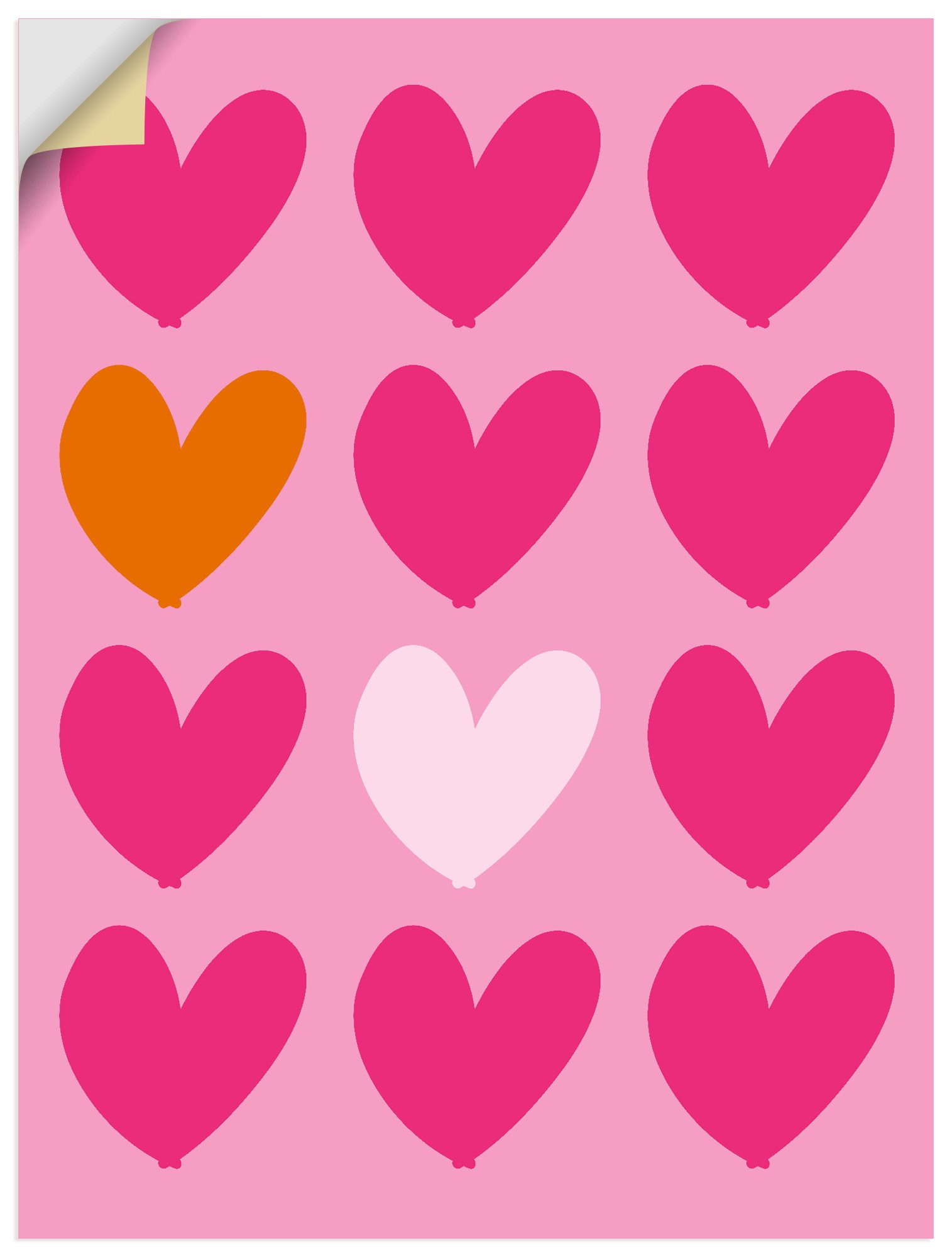 Artland Wandbild Herzen auf pink, Herzbilder (1 St), als Alubild, Leinwandbild, Poster, Wandaufkleber in verschied. Größen
