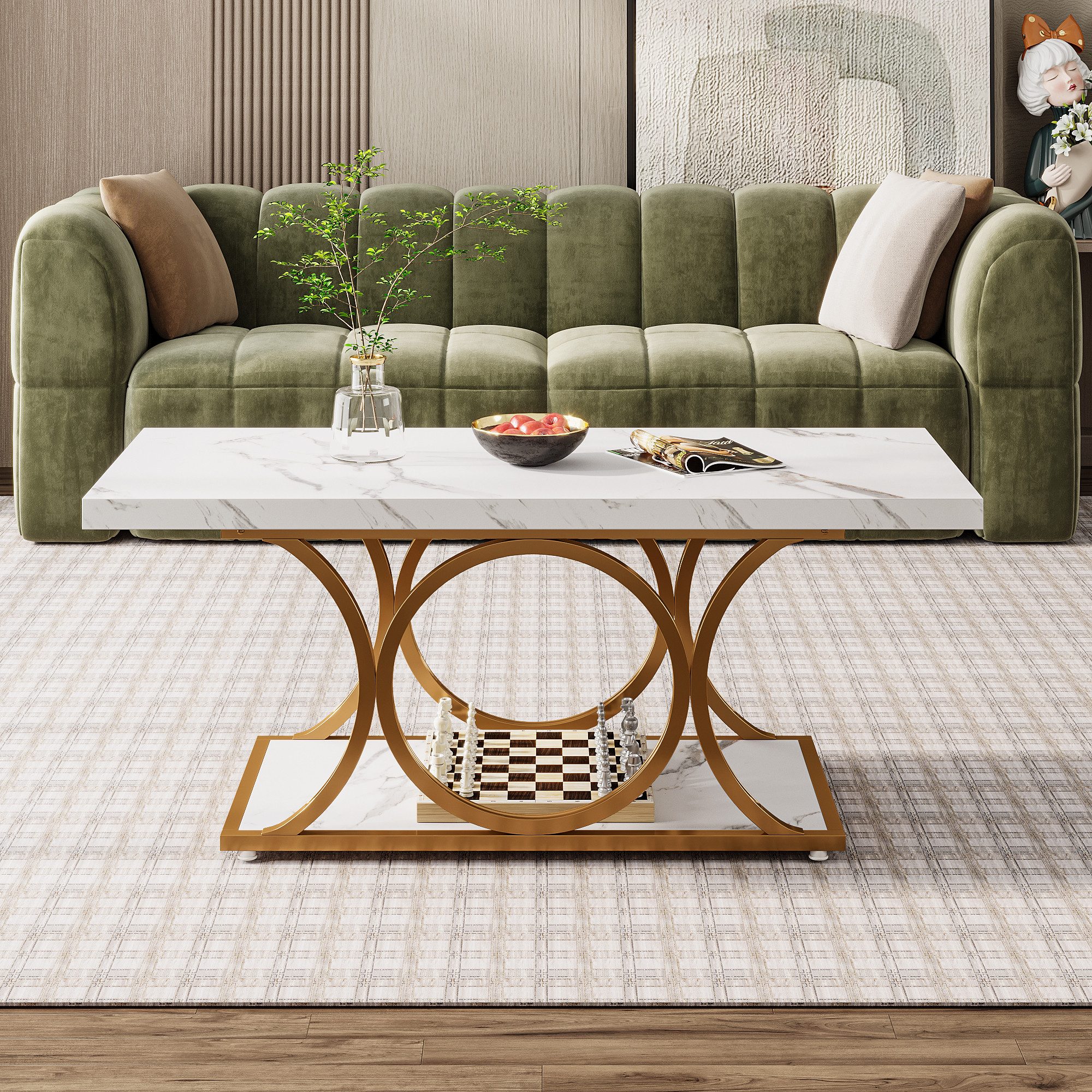 Tribesigns Couchtisch Moderner Rechteckiger wohnzimmertisch, 2-stöckiger Te günstig online kaufen