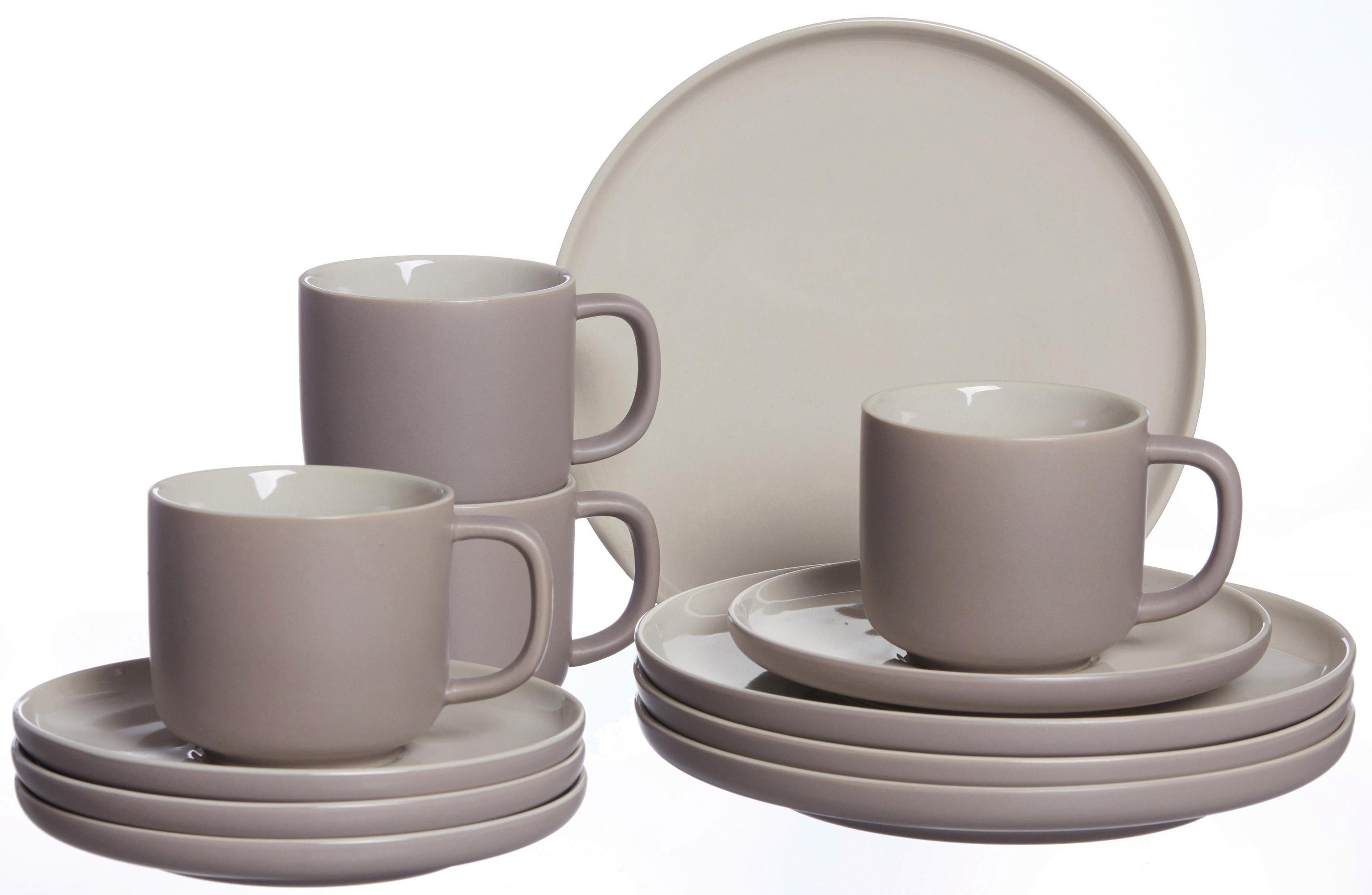 & Style, Personen 12 Scandic Teile, Personen, Ritzenhoff Jasper (12-tlg), taupe Kaffeeservice Geschirr-Set, Service 4 4 Breker für Steinzeug,