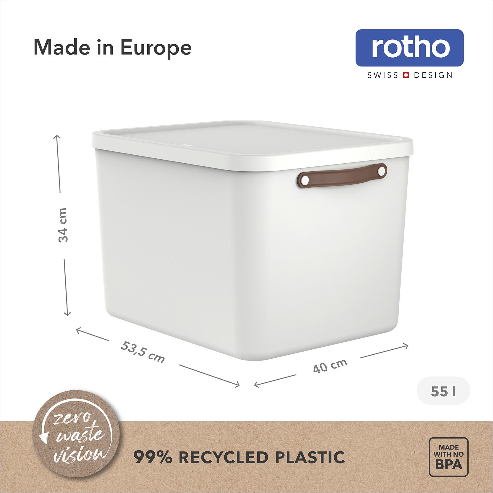 ROTHO Aufbewahrungsbox (Ordnungsboxen im Set, 2er-Set), große Lagerbox ideal für Kleidung, Decken und Haushaltsartikel – Bild 4 von 5