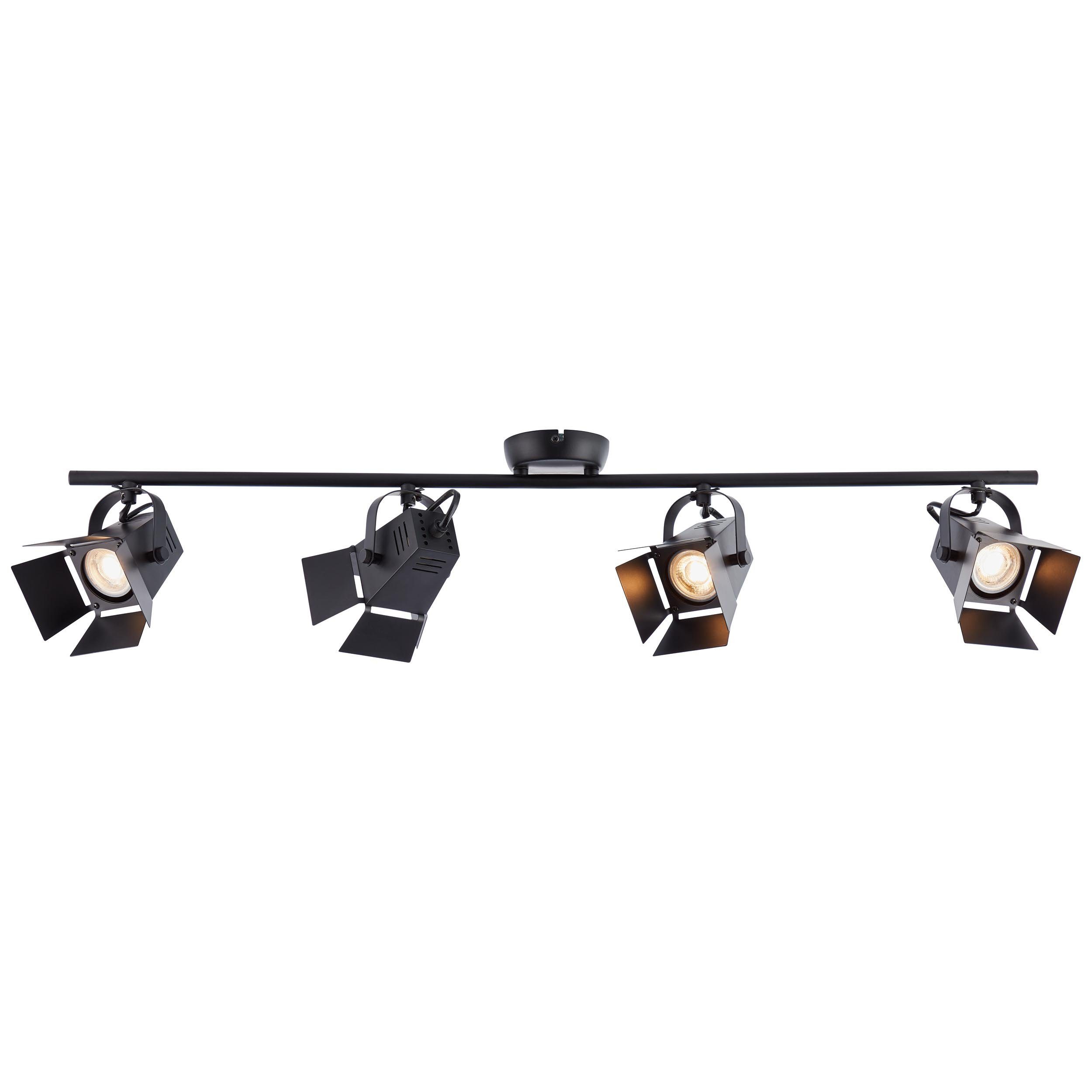 LED-PAR51, GU10, LED Brilliant 4flg LE schwarz 3000K, matt Spotrohr Movie, 4x Wandleuchte Movie Lampe 5W