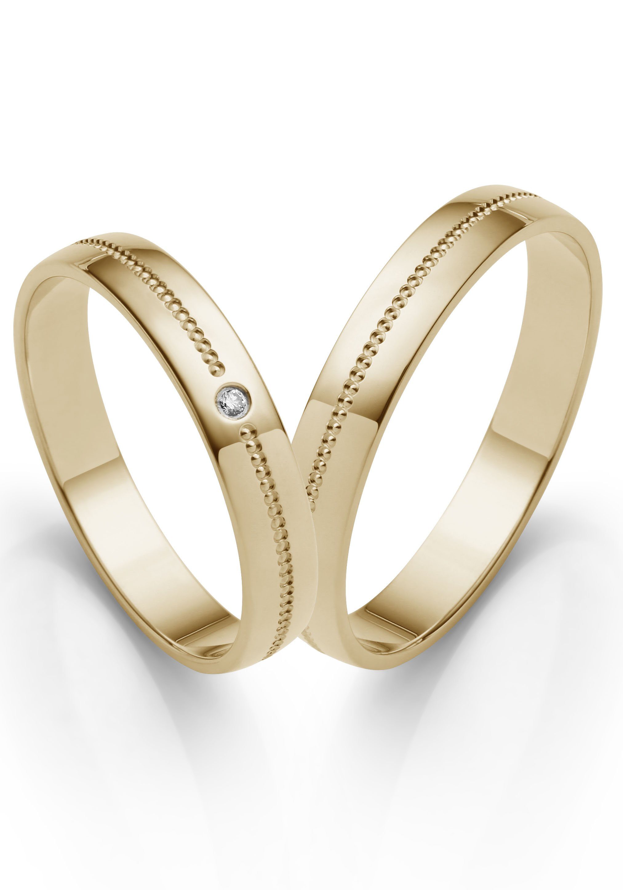 Firetti Trauring Schmuck Geschenk Gold 375 Hochzeit Ehering "LIEBE", Made in Germany - mit o. ohne Brillant/Diamant