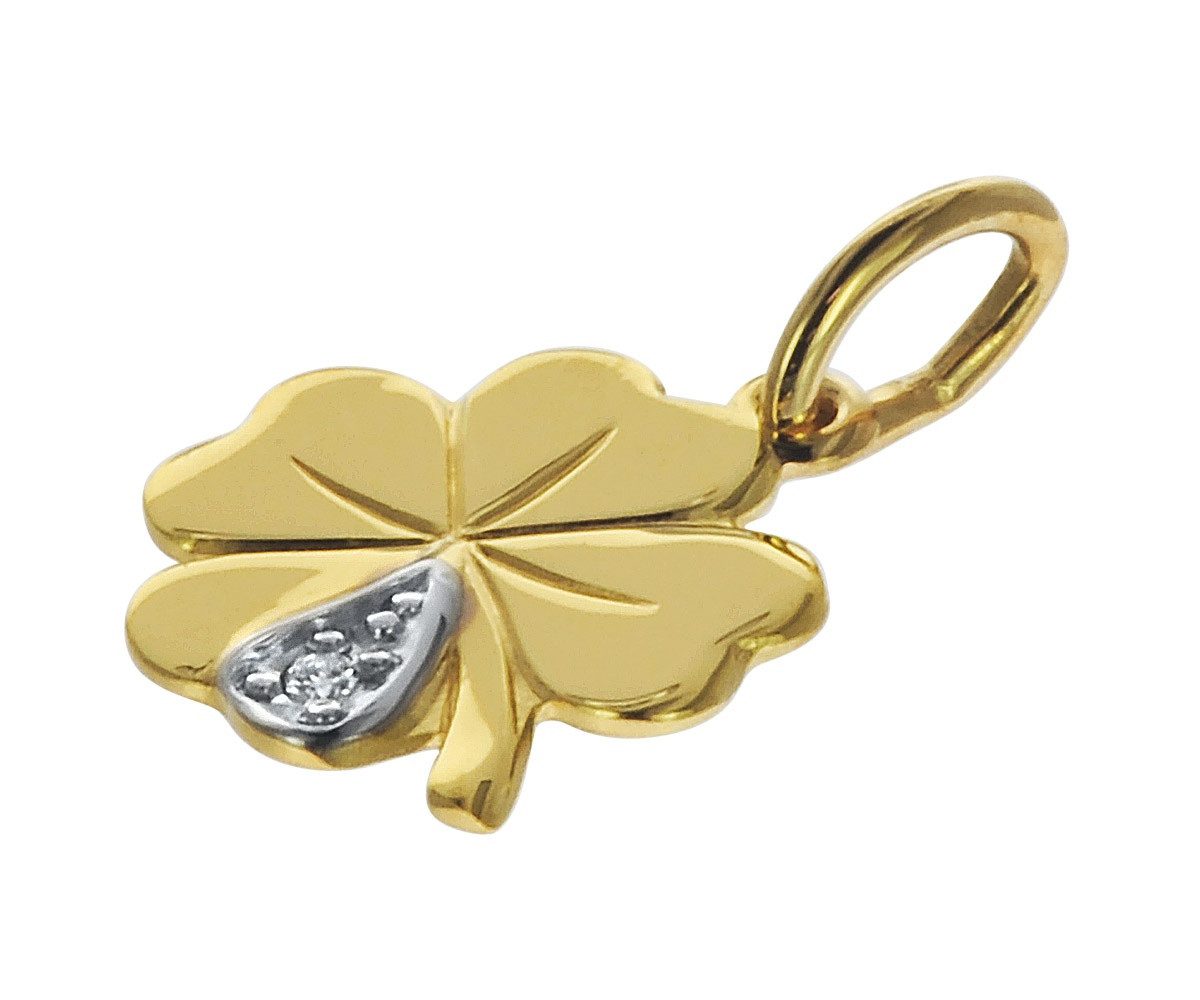 trendor Kette mit Anhänger Kleeblatt Anhänger mit Diamant Gold 333 an goldp günstig online kaufen