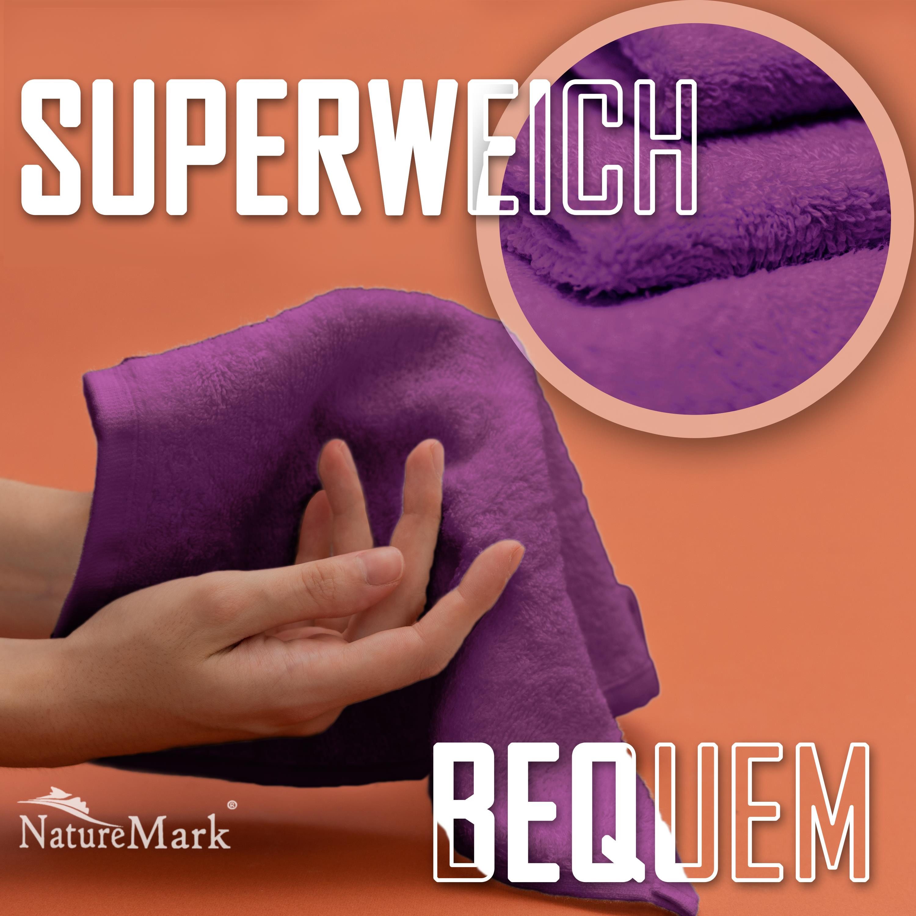 NatureMark Seiftuch 10er-Set Seiftücher 30x30cm 100% Baumwolle, (10-St), Frottier Waschlappen Seiflappen 30 x 30 cm, Lila – Bild 4 von 5