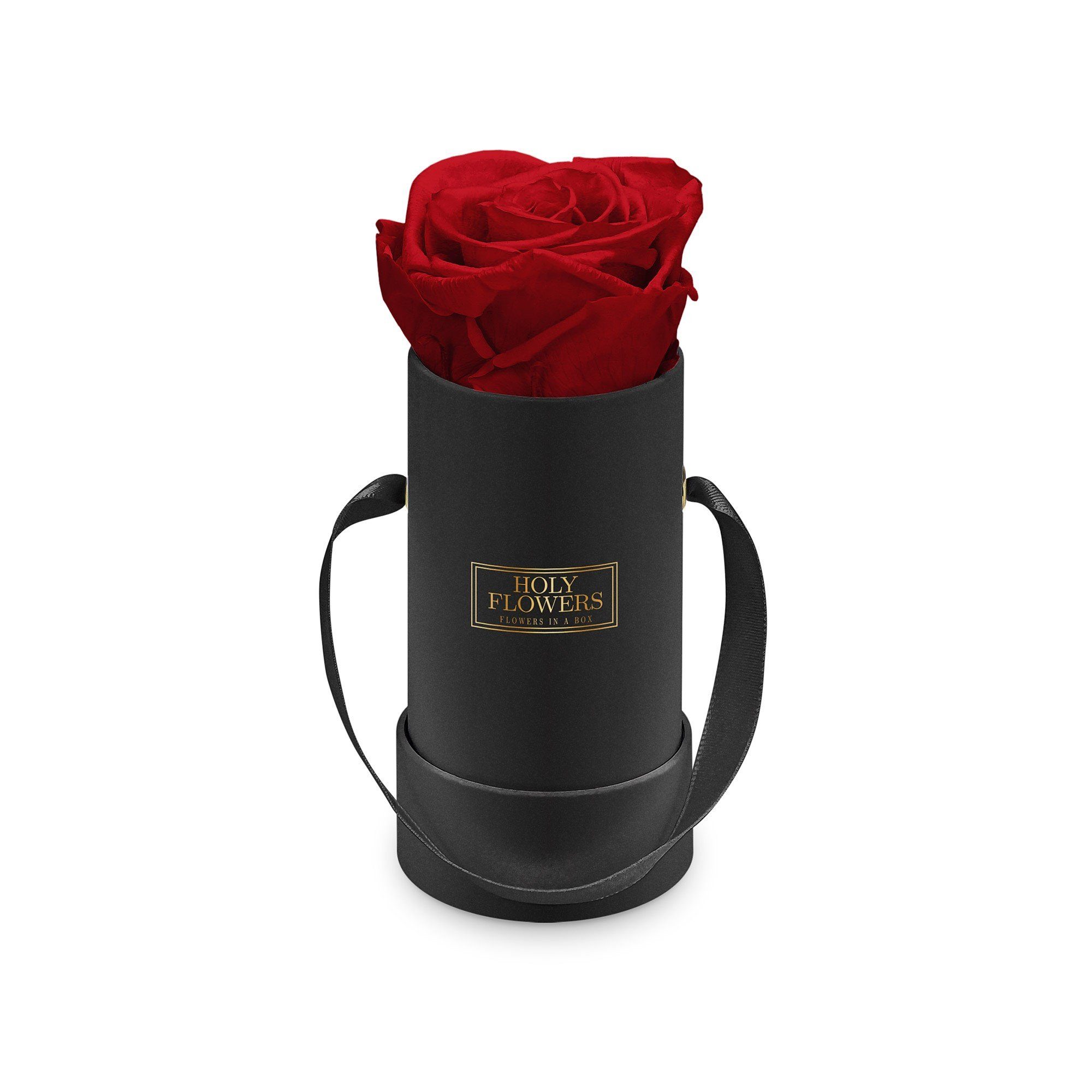 Kunstblume Rosenbox in schwarz mit 1er Infinity Rose I 3 Jahre haltbar I Echte, duftende konservierte Blumen I by Raul Richter Infinity Rose, Holy Flowers, Höhe 9 cm