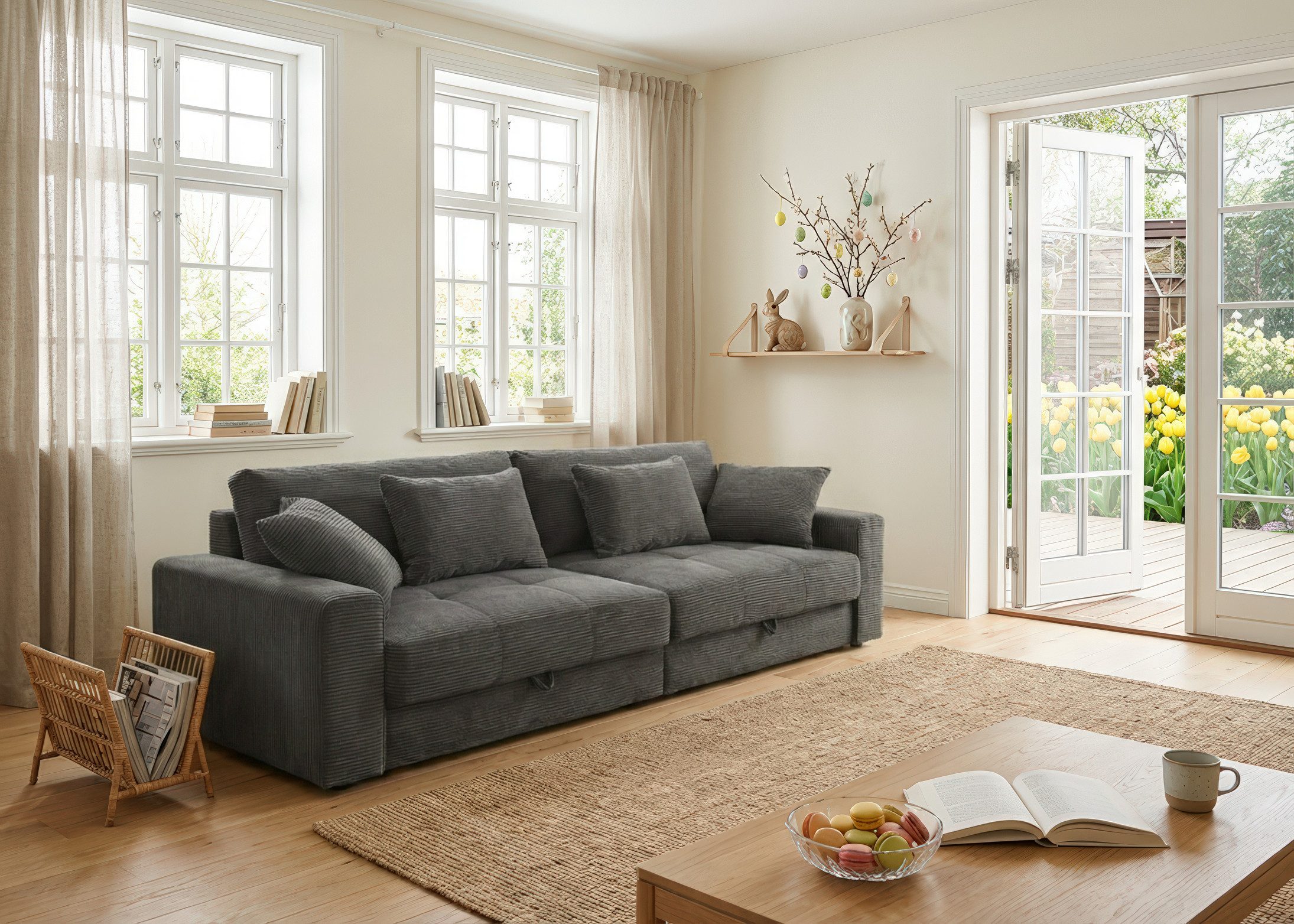 Jockenhöfer Gruppe Big-Sofa Space XL, B: 284 cm, Mega-Sofa mit Bettkasten & 4 Zierkissen