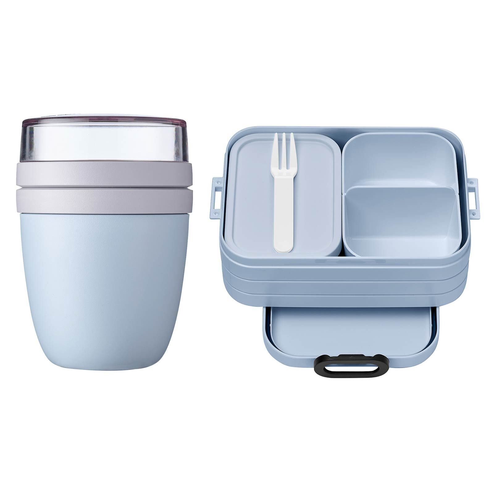 Bento-Brotdose Ellipse 2er + Nordic Set, Lunchpot Mepal TAB Lunchbox Blue Spülmaschinengeeignet + Kunststoff, (2-tlg),