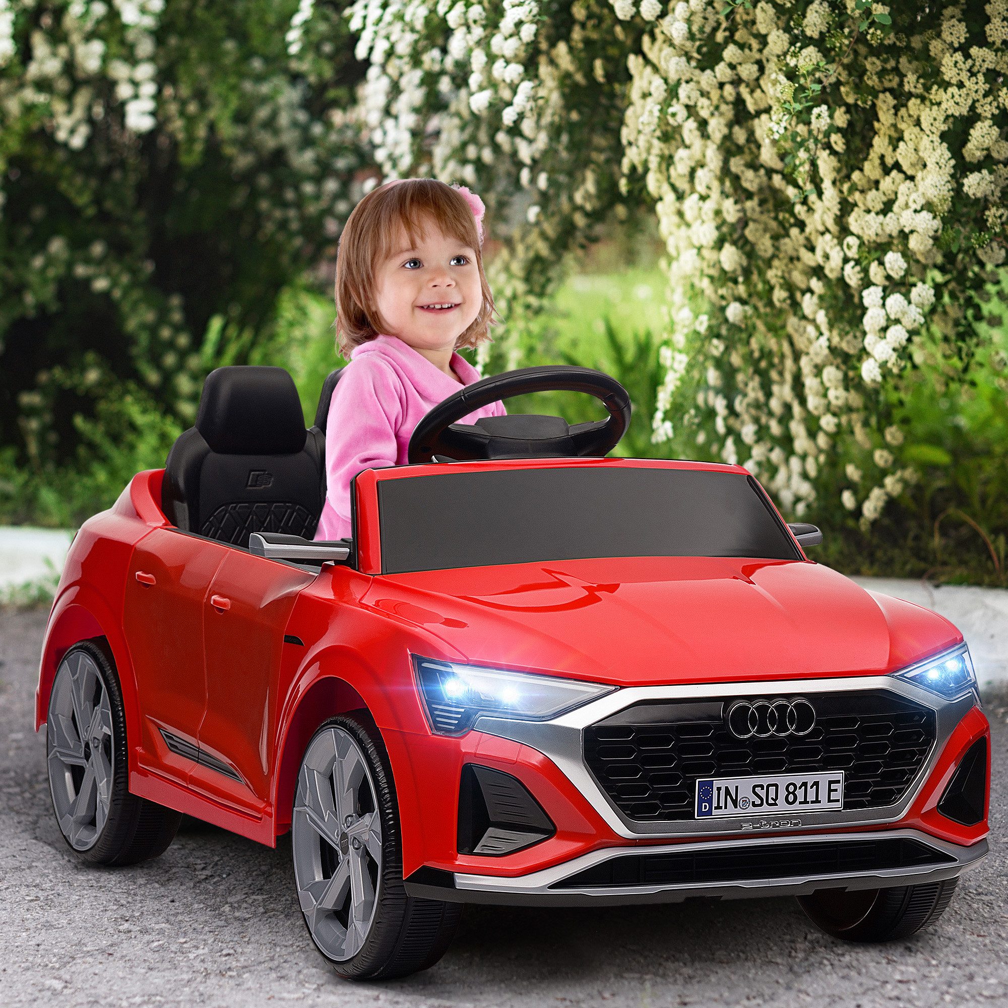 AIYAPLAY Elektro-Kinderauto mit Fernsteuerung, Scheinwerfer, Musik, Belastbarkeit 30 kg, (1-tlg), für 3-4 Jahre Kinder, Rot