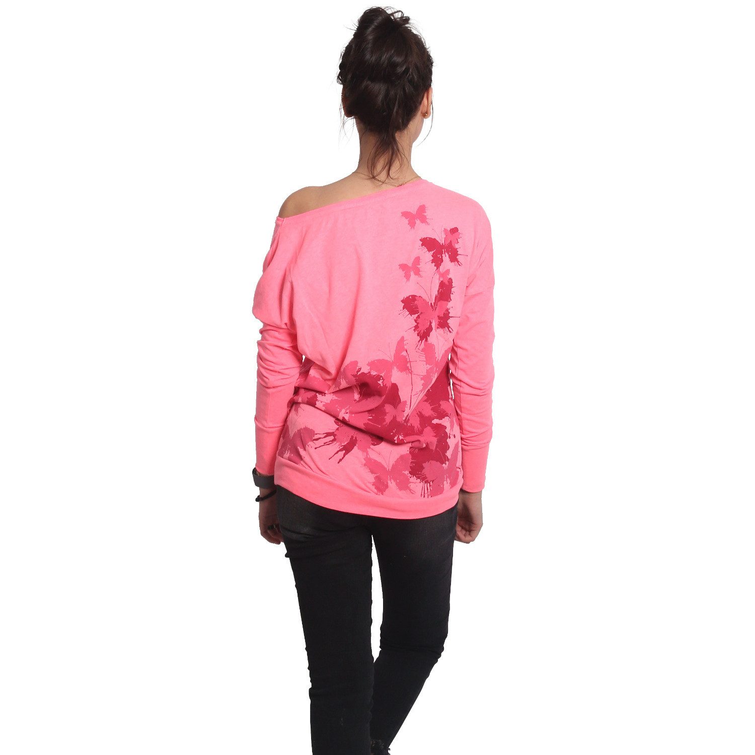 YAKUZA Langarmshirt Butterfly Reign im Boyfriend Look
