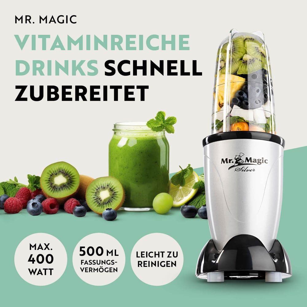 GOURMETmaxx Standmixer Smoothie Maker & Standmixer 4tlg. Set - 400W, Elektrischer Mini-Mixer 500ml mit 8 Funktionen
