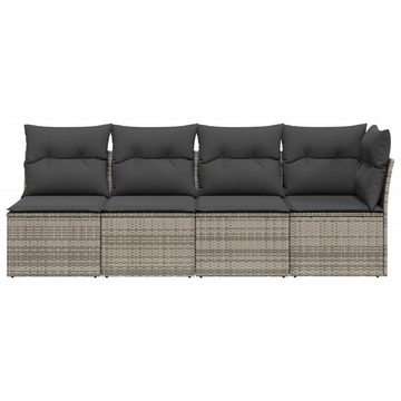 vidaXL Loungesofa Gartensofa mit Kissen 4-Sitzer Grau Poly Rattan