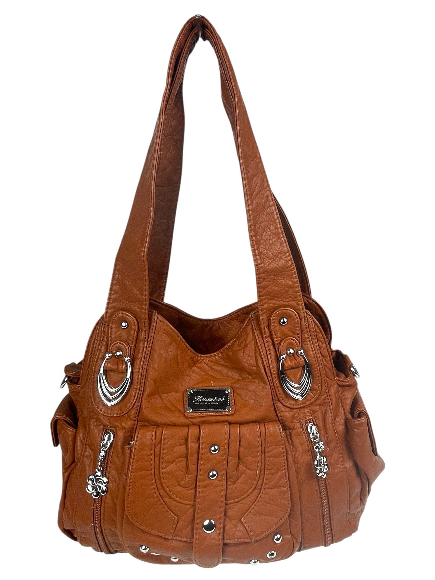 Taschen4life Schultertasche Damen Handtasche AKW22026, lange Tragegriffe & abnehmbarer Schulterriemen, Schultertasche