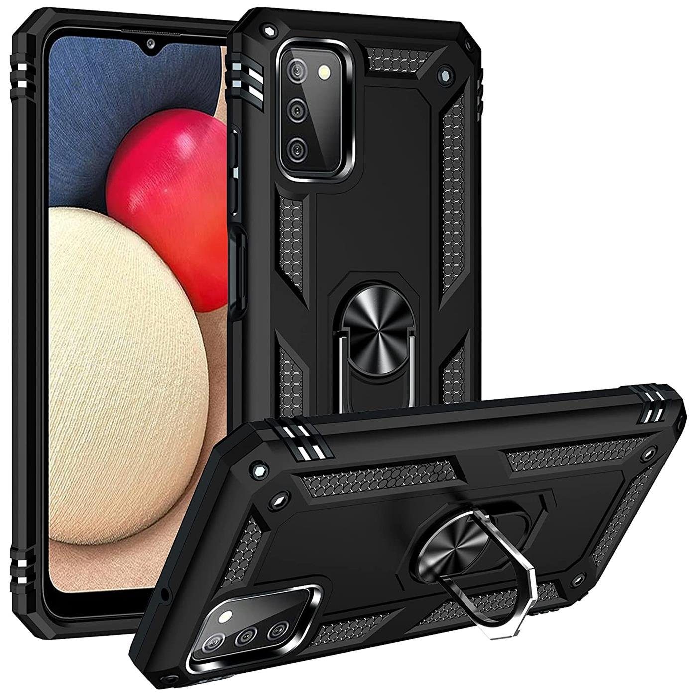 CoolGadget Handyhülle Armor Shield Case für Samsung Galaxy A03s 6,5 Zoll, Outdoor Cover mit Magnet Ringhalterung Handy Hülle für Samsung A03s