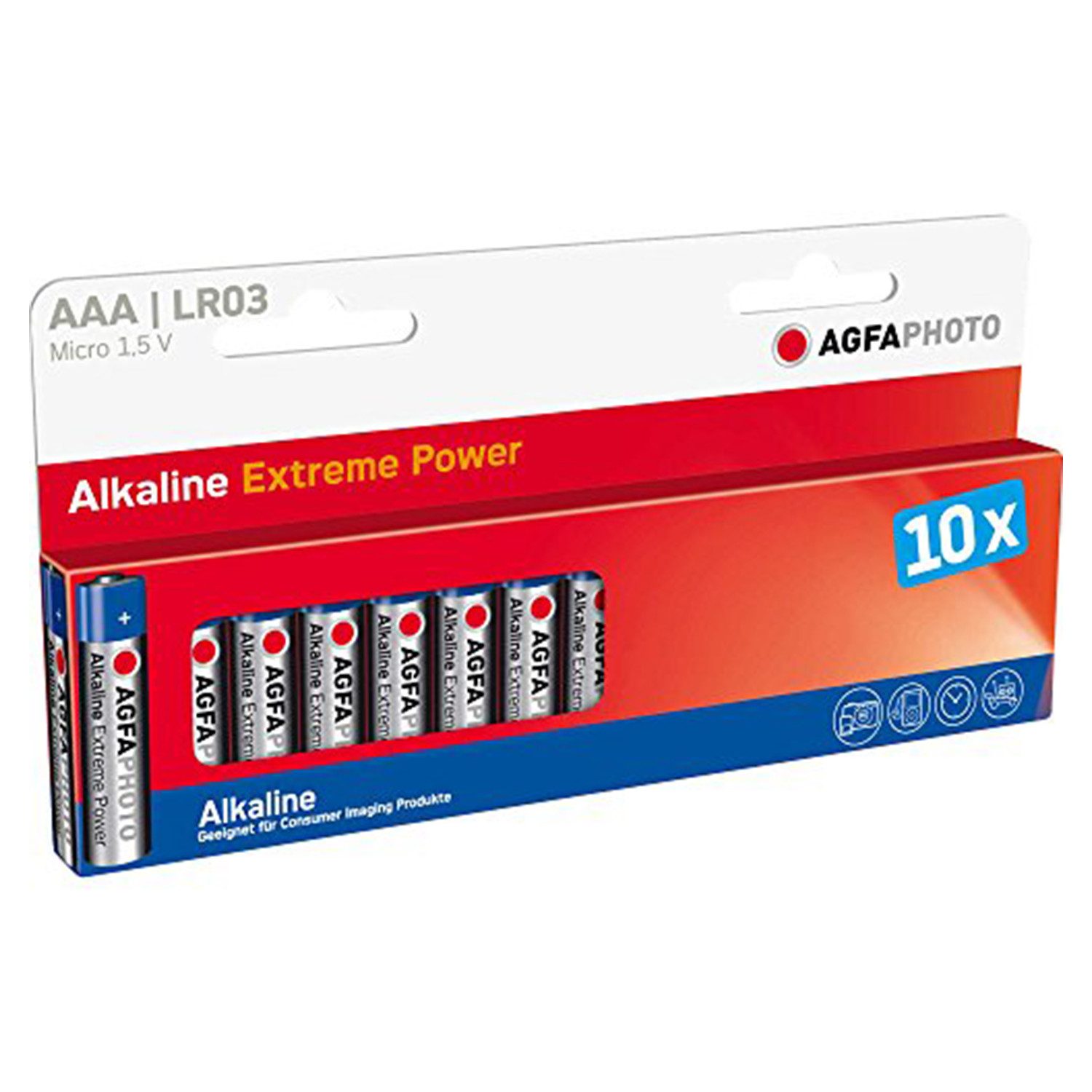 AgfaPhoto AgfaPhoto Micro Batterien L03 10 Stück Alkaline AAA blau-Silber Batterie