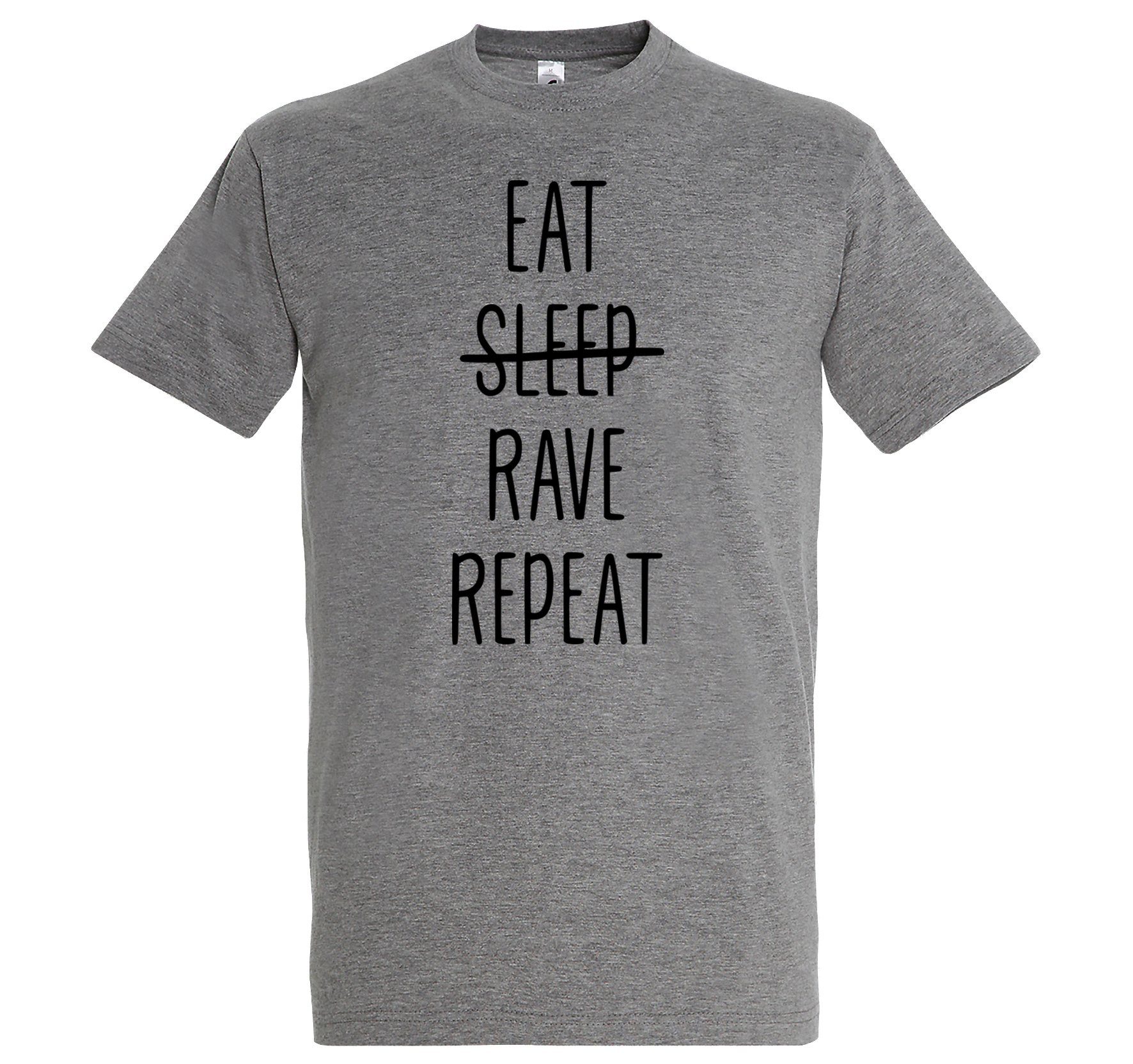 Youth Designz T-Shirt Eat Rave Repeat Herren T-Shirt mit trendigem Frontprint Grau