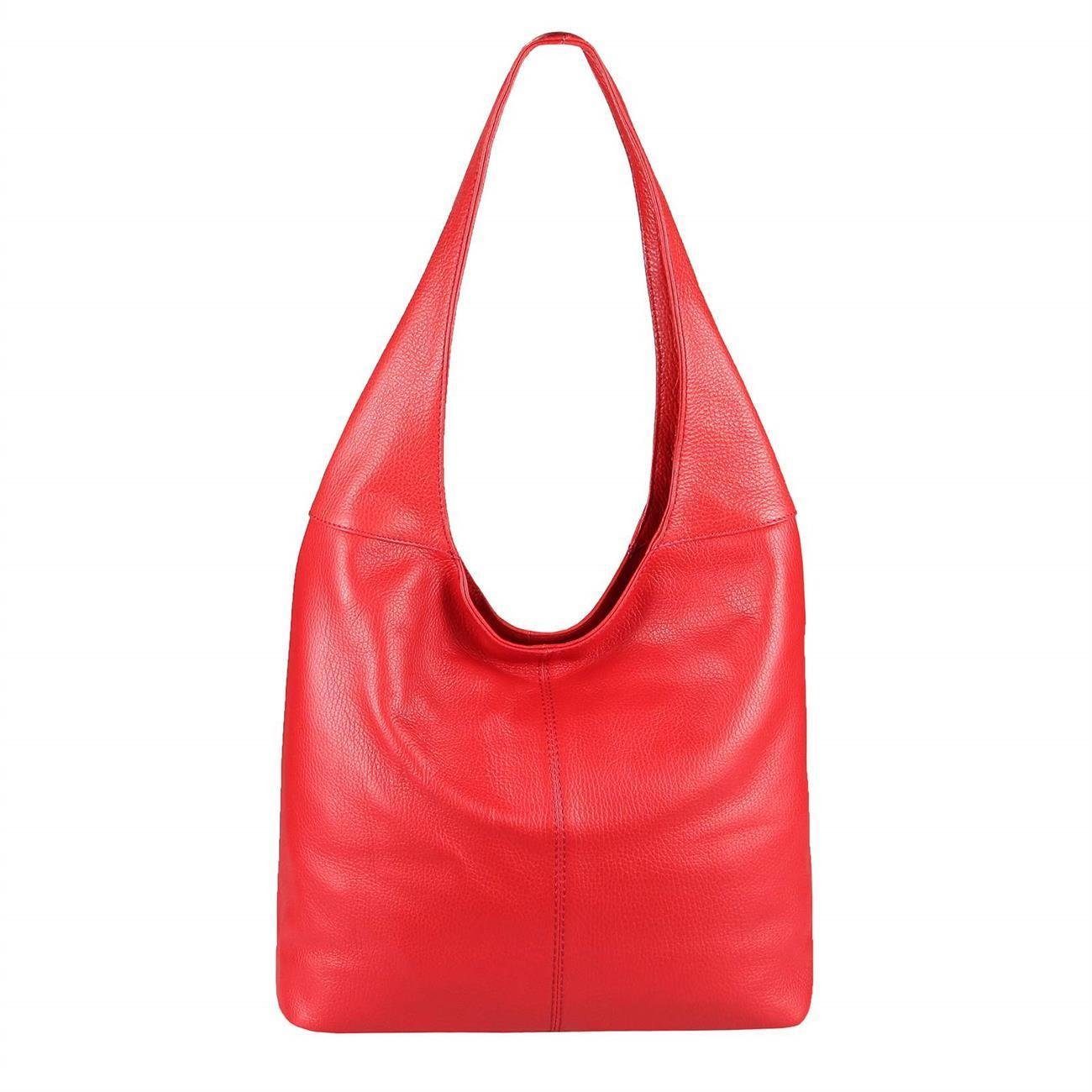 ITALYSHOP24 Shopper Made in Italy Damen Leder Tasche Schultertasche, ein Leichtgewicht, als Handtasche, Umhängetasche tragbar