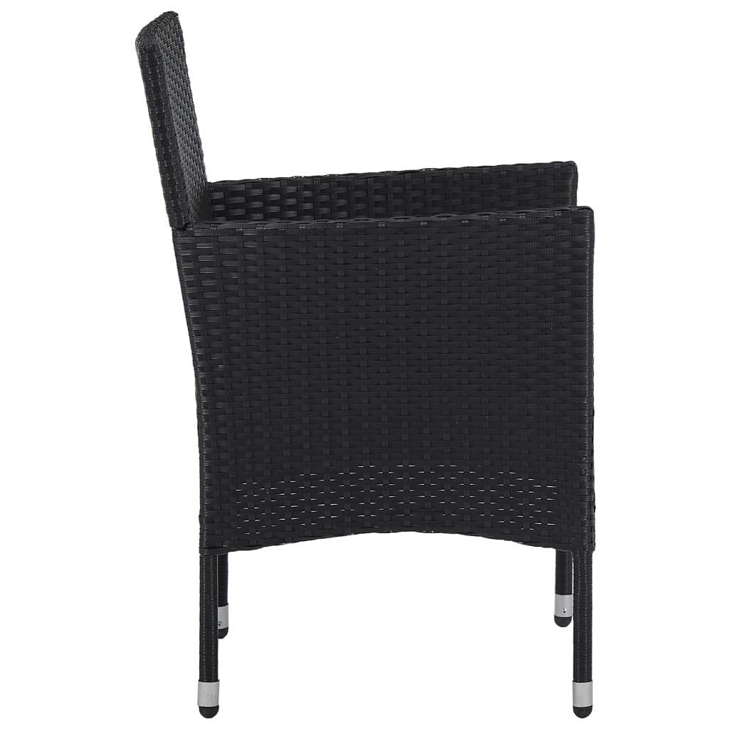 Garten-Essstühle Rattan Gartenstuhl Schwarz furnicato 2 Stk. Poly