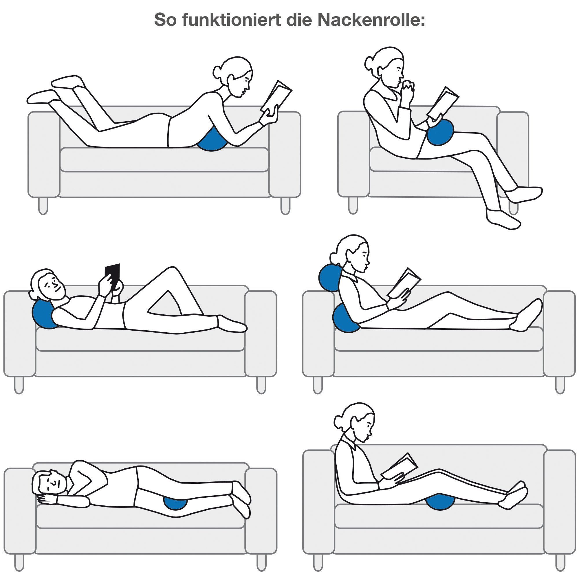 Erwin Müller Kopfkissen Nackenrolle "Lech", Füllung: Farbe, Textilfaser Uni – Bild 4 von 5
