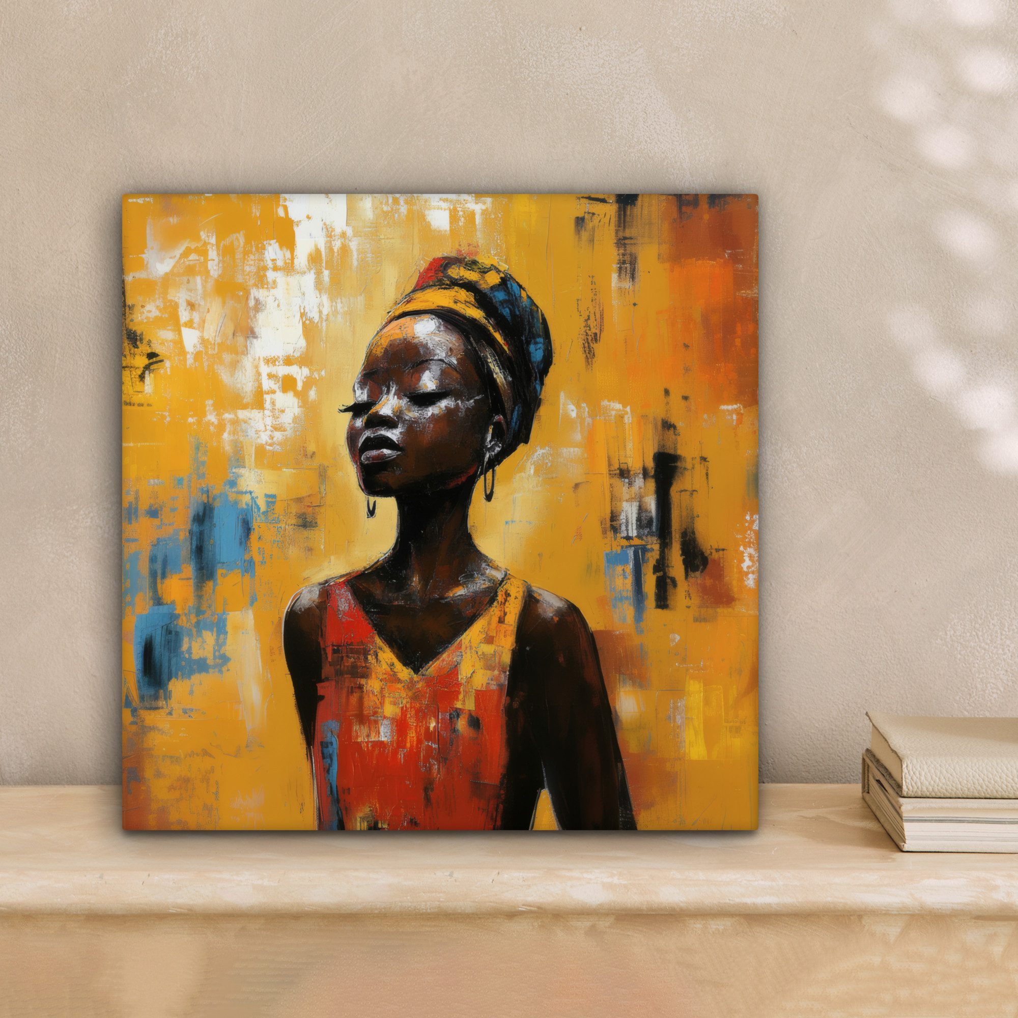 OneMillionCanvasses® Leinwandbild Frau - Augen - Pinselstriche - Gelb, Foto günstig online kaufen