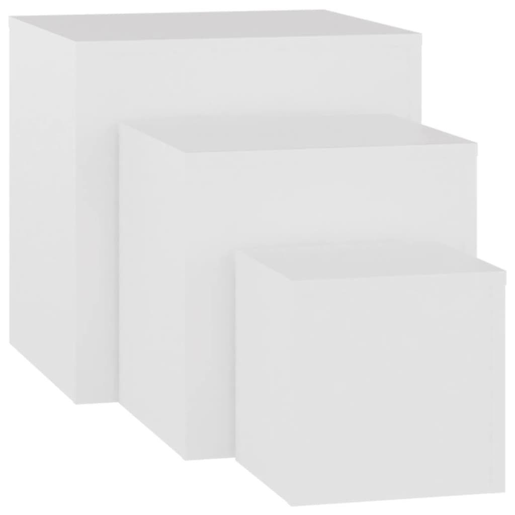 | Weiß Weiß Weiß Beistelltisch (3-St) Holzwerkstoff Beistelltische vidaXL 3-tlg.