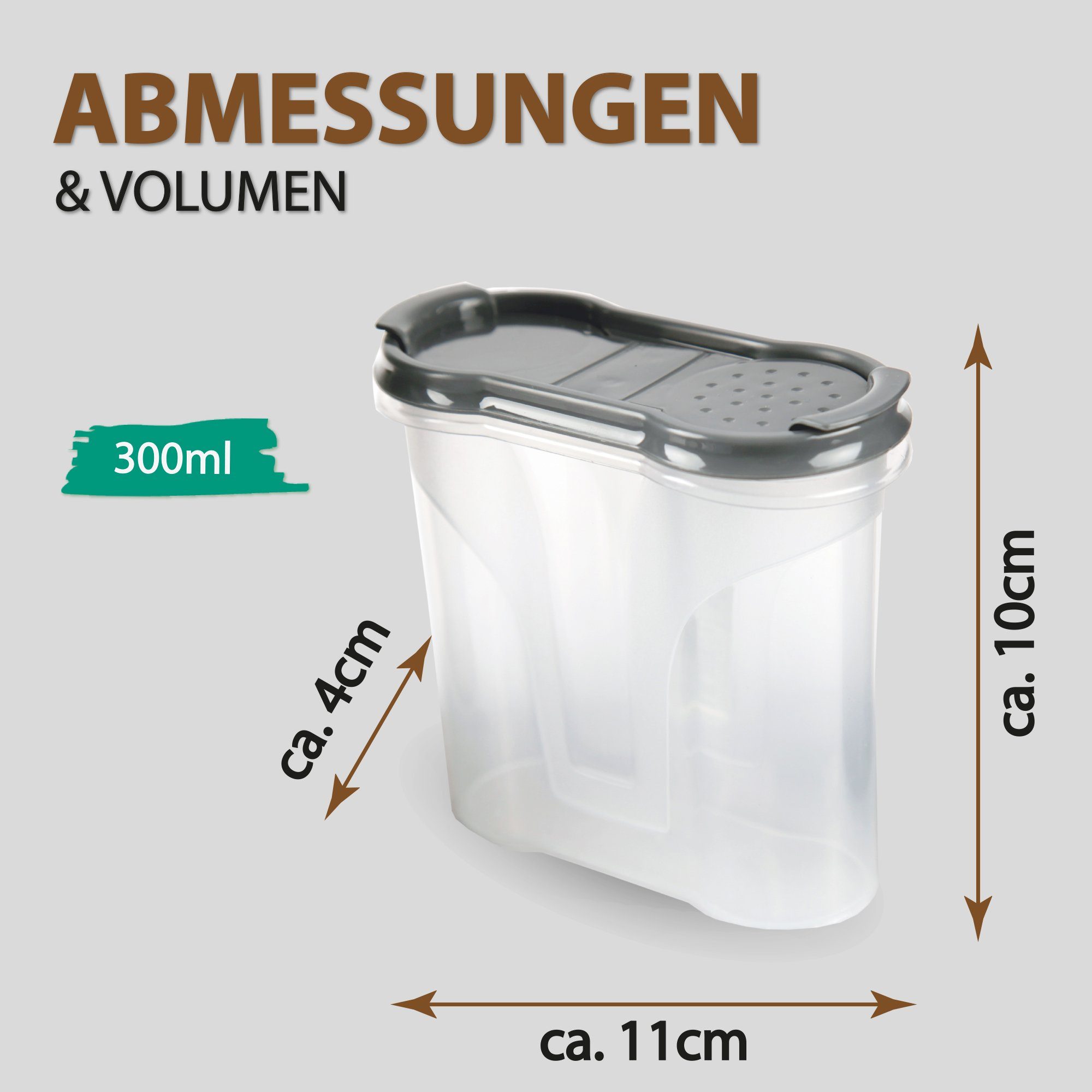 Bestlivings Gewürzbehälter Vorratsdose 300ml, Kunststoff, (4-tlg., 300 ml), Schüttdose für Gewürze, Vorratsbehälter Set - Frischhaltedosen – Bild 2 von 5
