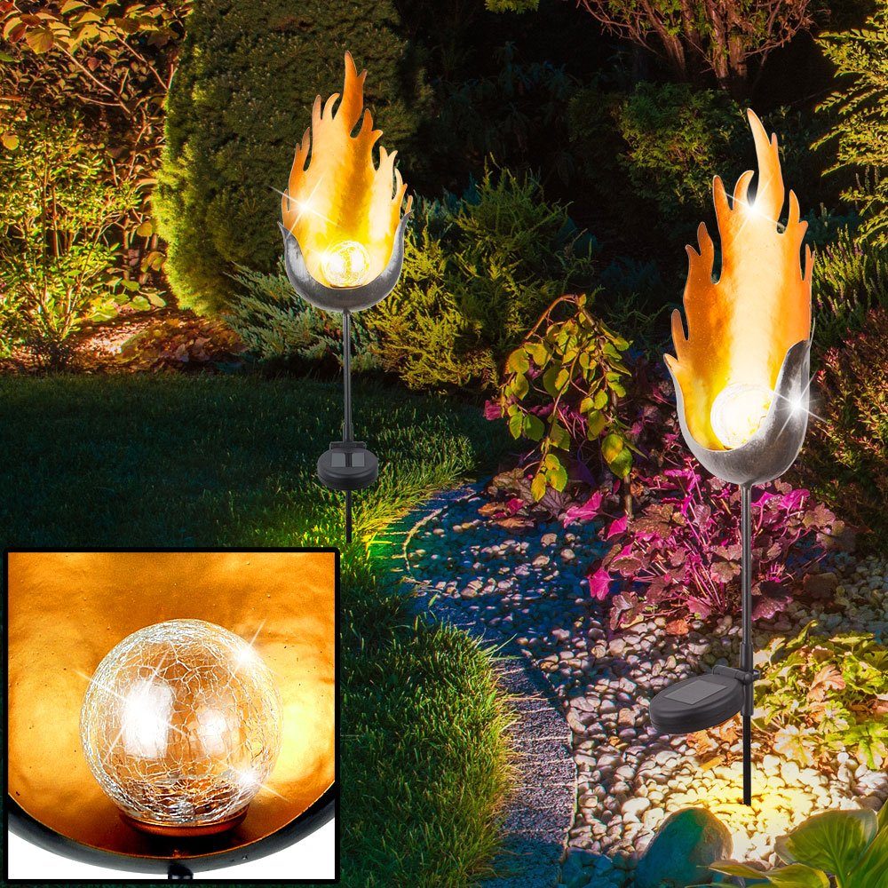 LED Dekolicht, 2er Set LED Solar Steck Lampen Garten Weg