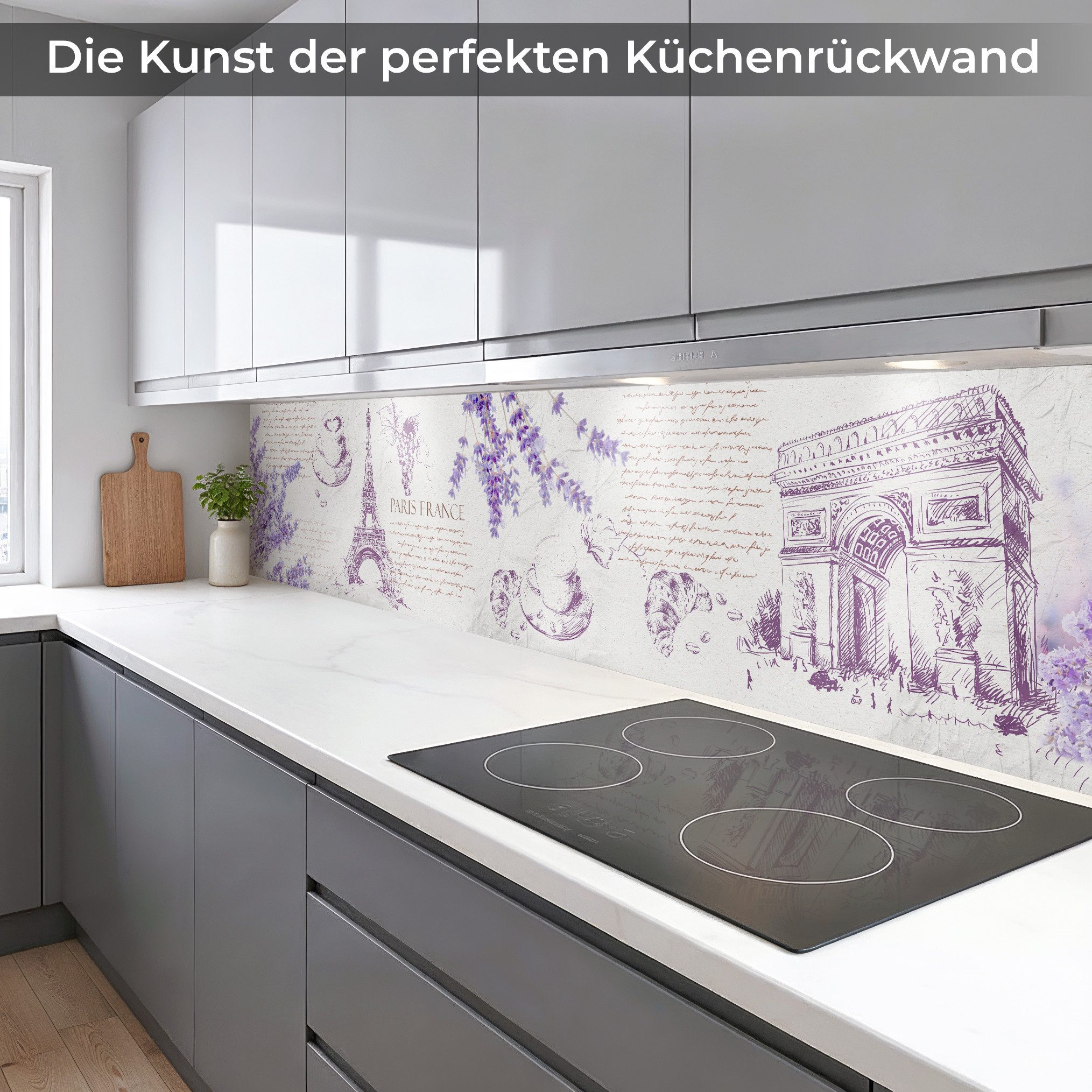 Rodnik Küchenrückwand Lavendel, monolithische ABS-Platte mit Direktdruck, formstabil und langlebig