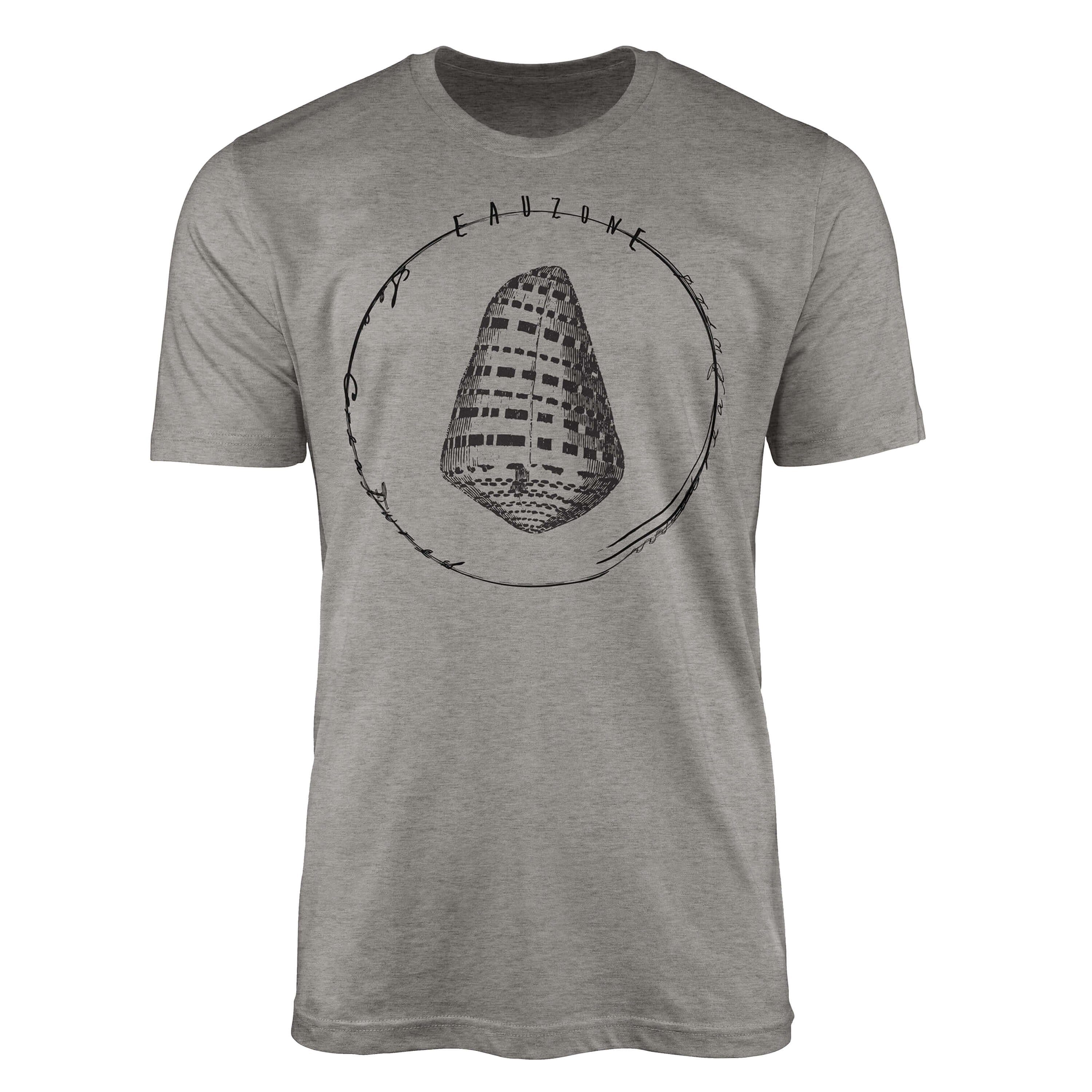 Sinus Art T-Shirt T-Shirt Tiefsee 038 Sea Struktur feine - Fische und / Creatures, Sea Schnitt Ash sportlicher Serie