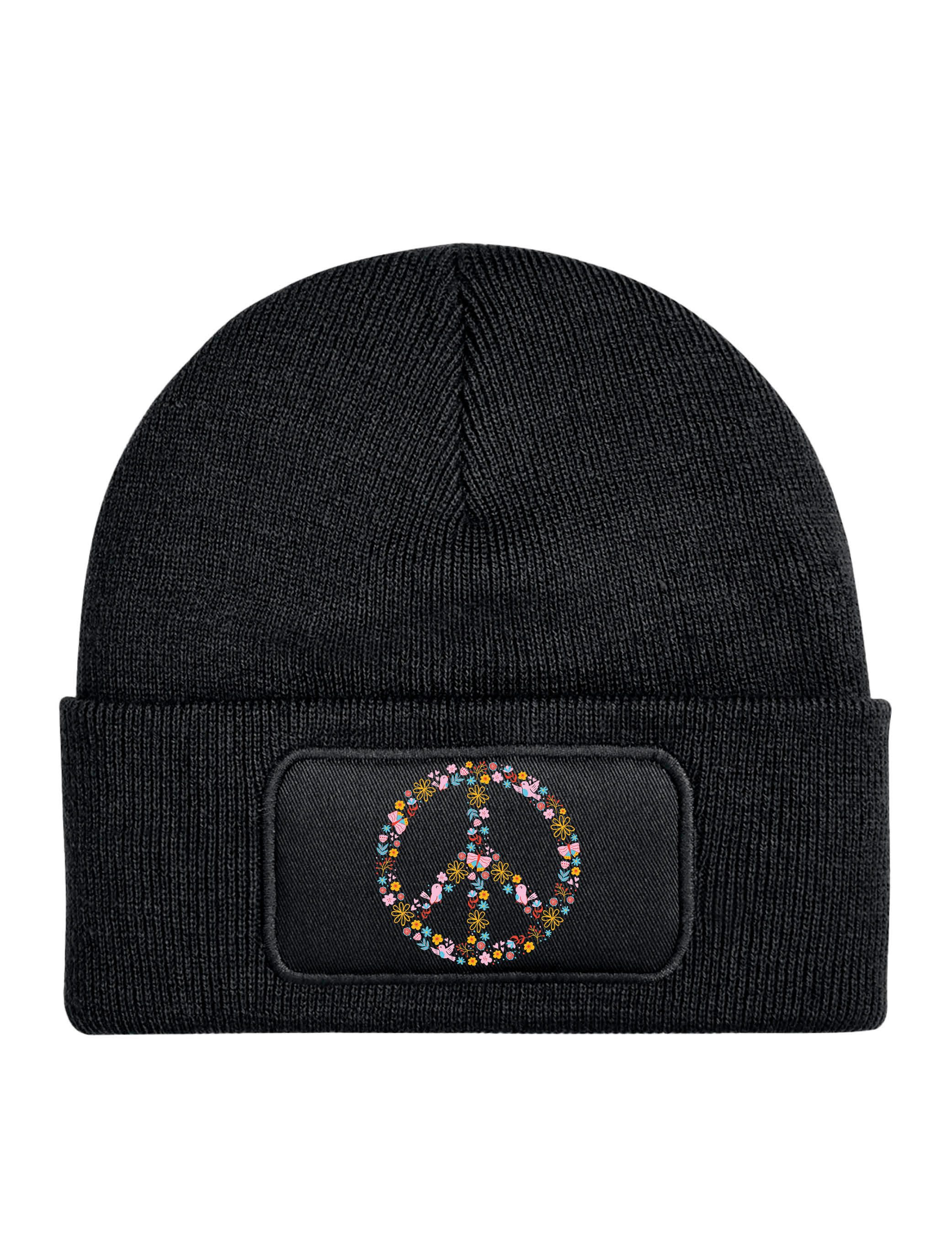Youth Designz Beanie Unisex Kinder Beanie Mütze "Peace" Hippies 80/90 Jahre Print Geschenk mit lustigen und stylischen Aufdruck für Jungen und Mädchen Statement