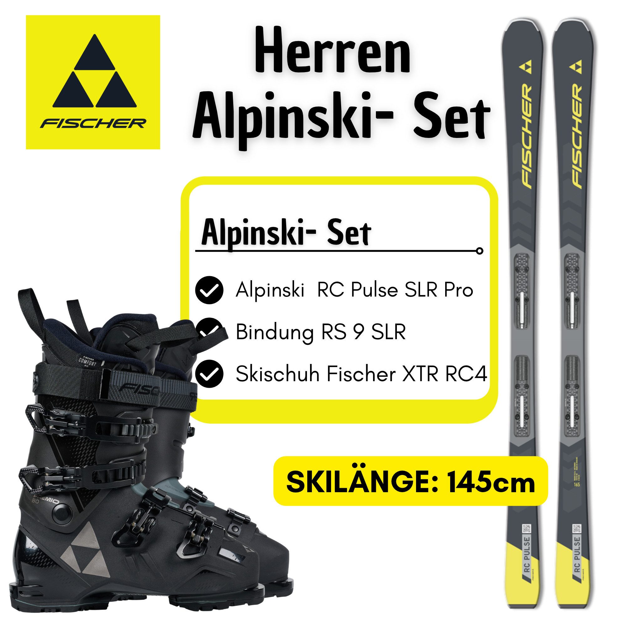 Fischer Sports Fischer Herren Alpinski Komplettset: Ski+Bindung+Skischu- RC Pulse SLR Skischuh