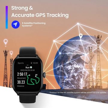 Amazfit Smartwatch (1,75 Zoll, Android iOS), Herzfrequenz, SpO2 und Stresslevel150 GPS-Sportmodi 5 ATM wasserdicht