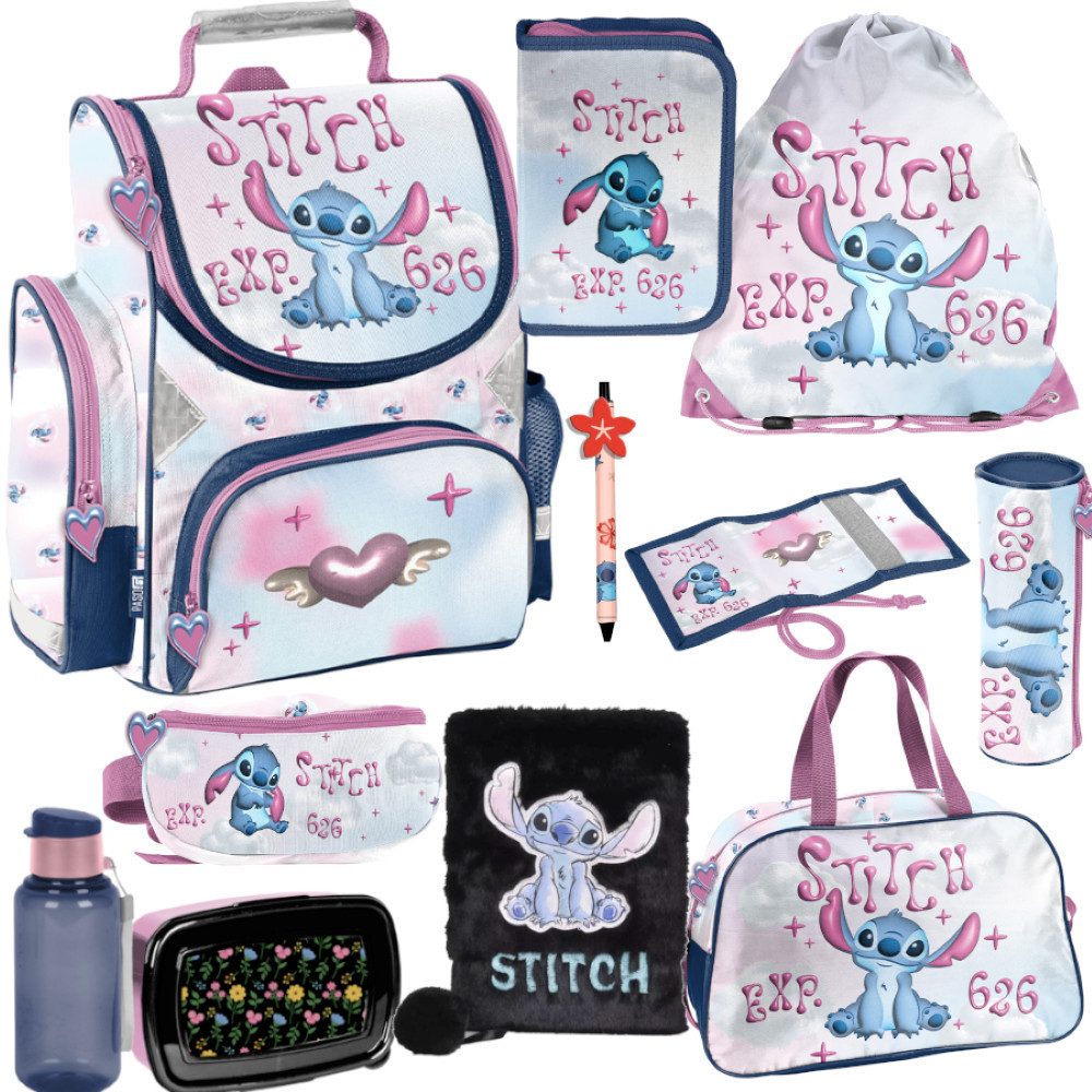 PASO Schulrucksack Mega Schulset XXL - Lilo & Stitch Disney (Schulset, 11-tlg), Stitch, 11-tlg. Set