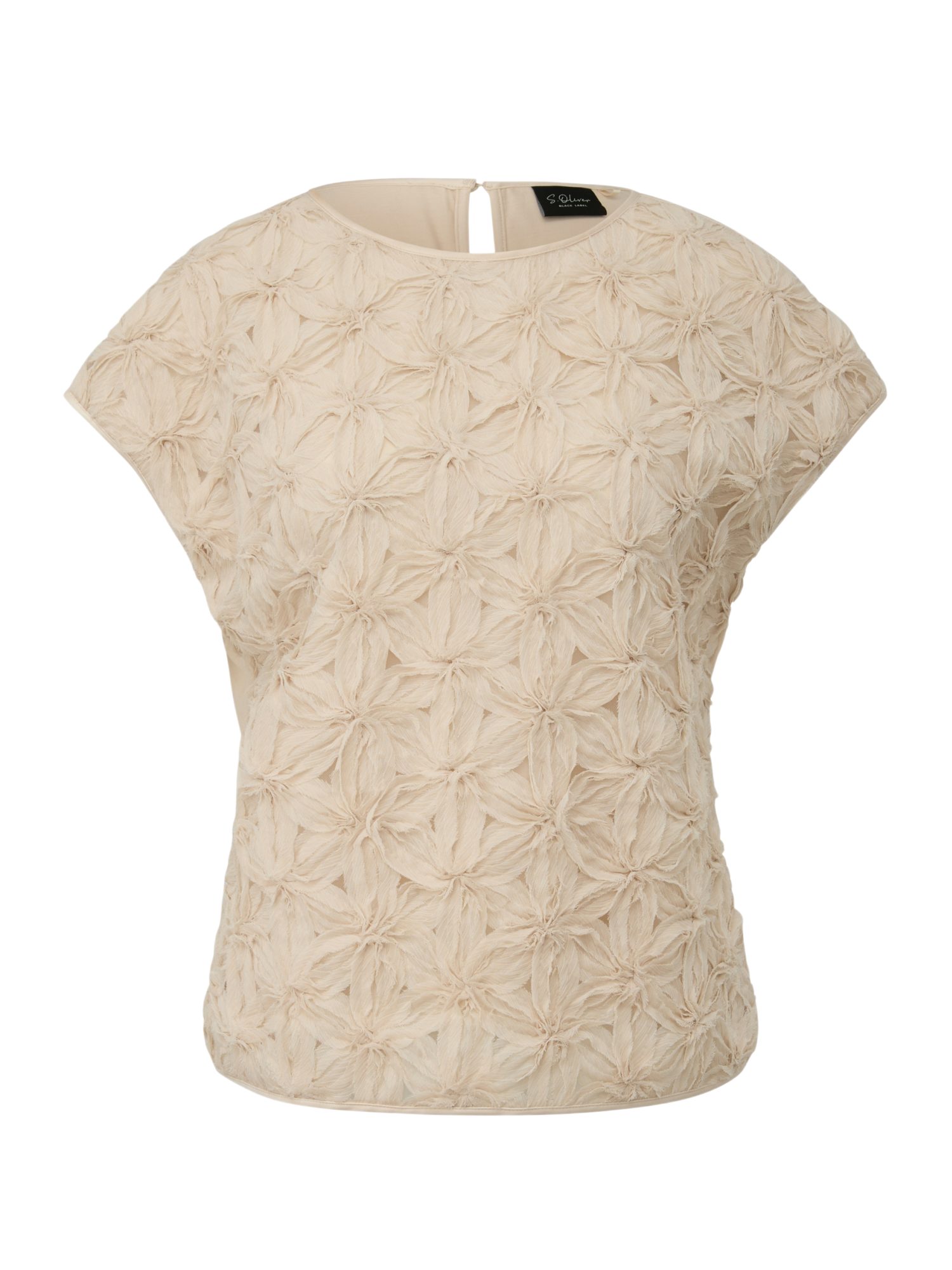 s.Oliver BLACK LABEL Hemdbluse natur,Casual,Polyester,Strukturiert,Rundhals,Ärmellos,Regular Fit