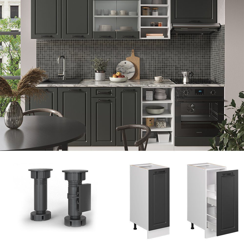 Vicco Apothekerschrank R-Line, Anthrazit Landhaus/Weiß, 30 cm ohne Arbeitsplatte (1-St)
