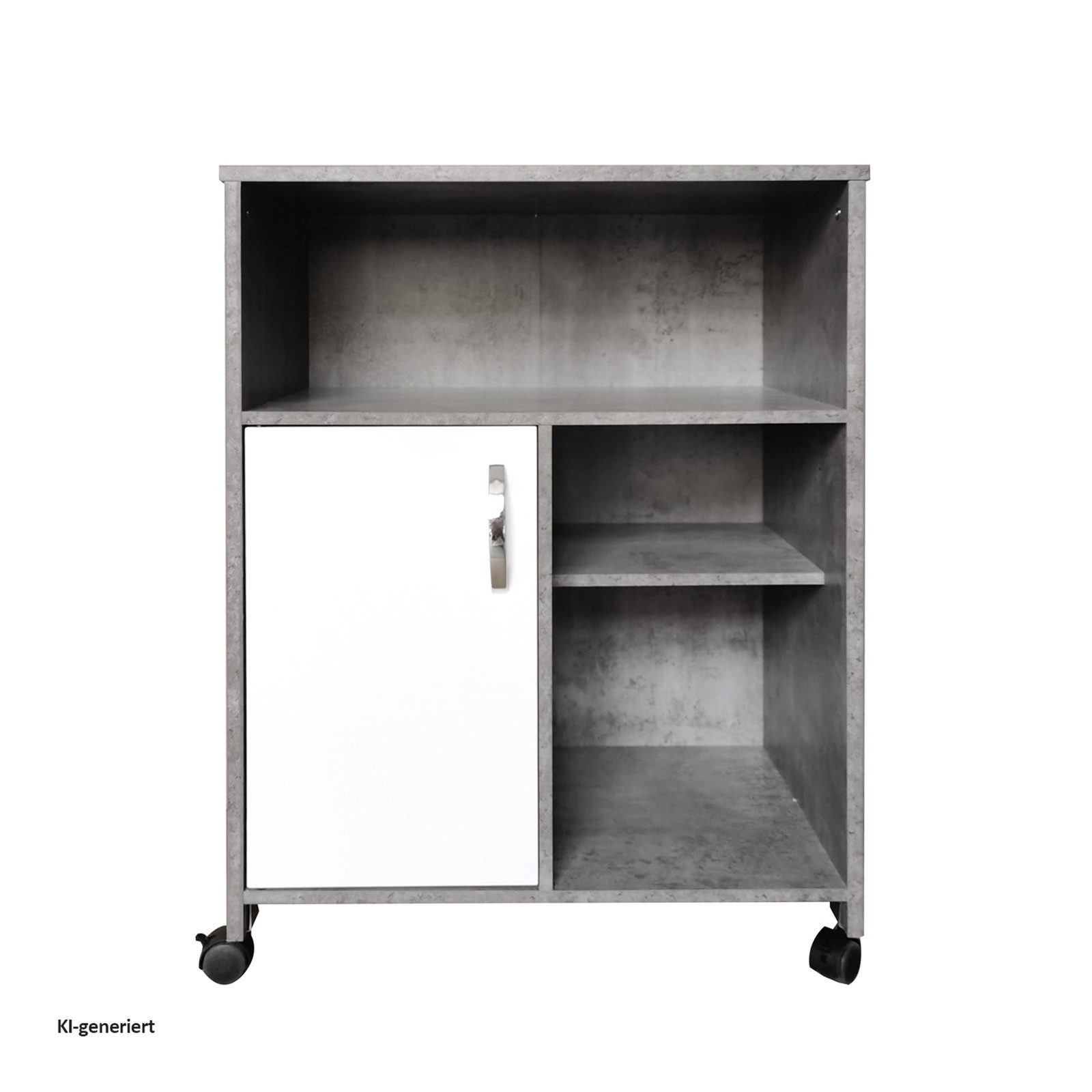 HTI-Living Hochschrank Küchenschrank auf Rollen Beton mit weißer Tür (Stück, 1-St., 1 Küchenschrank) Anrichte Mehrzweckschrank
