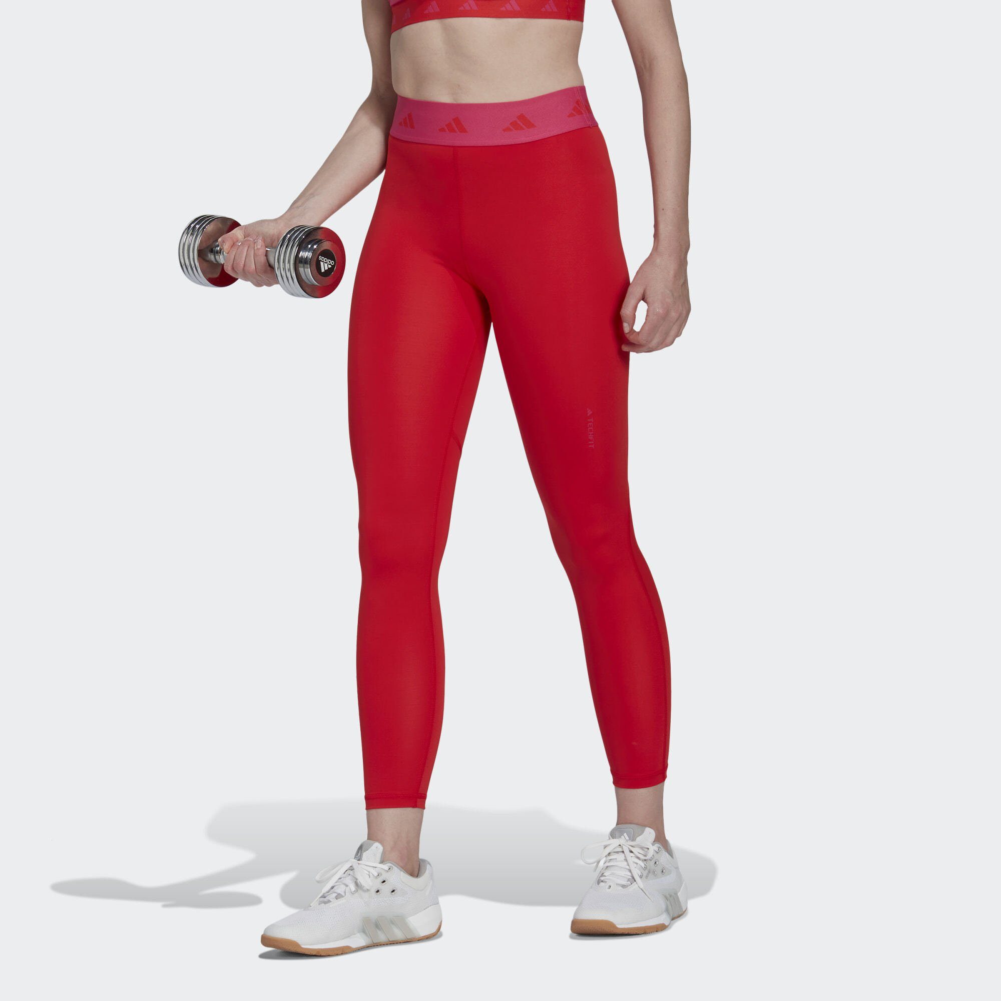 adidas Performance Funktionsleggings TECHFIT 7/8-LEGGINGS Vivid Red / Team Real Magenta