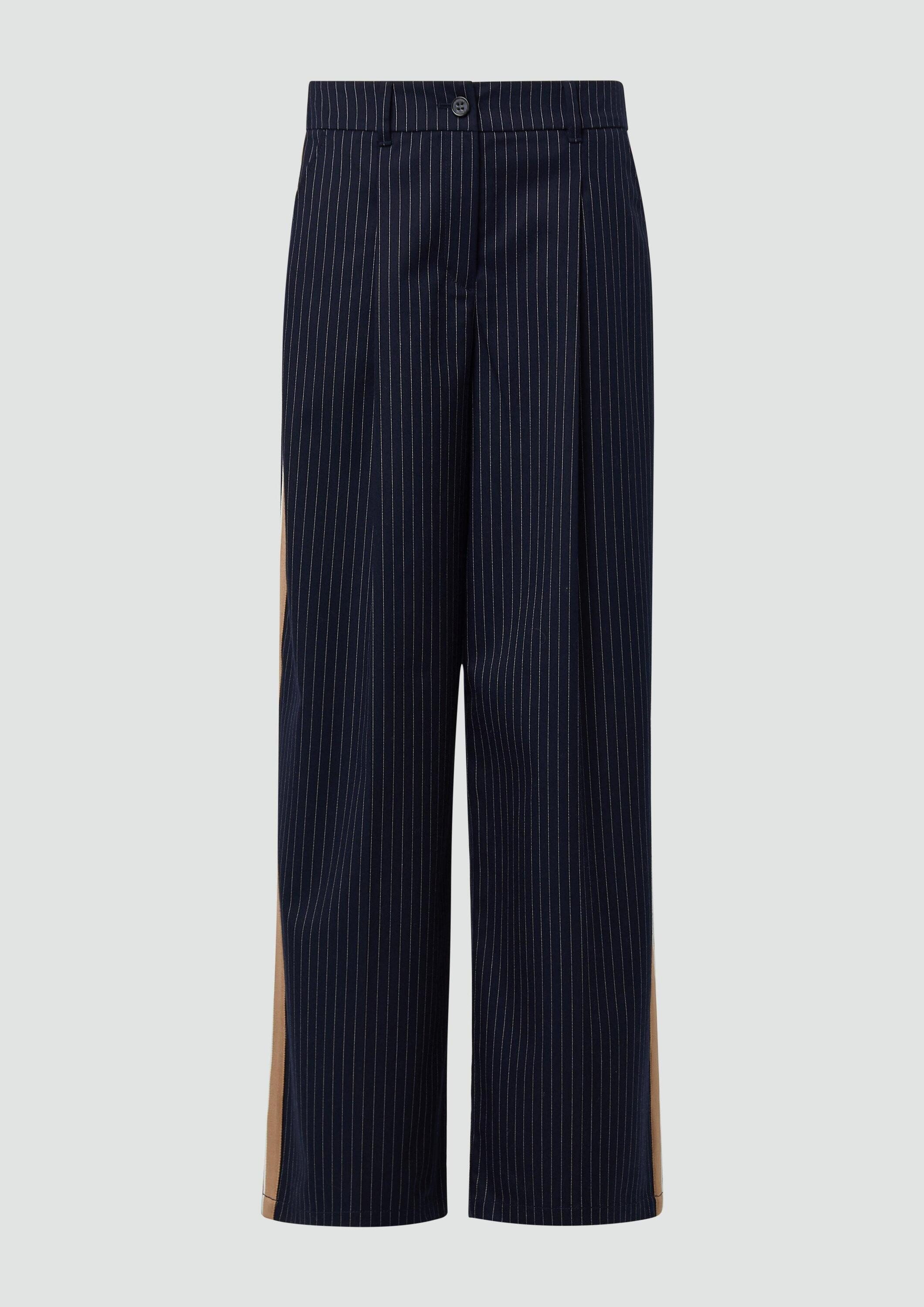 s.Oliver Chinos Hose High-Rise-Hose mit Bundfalte und Nadelstreifen