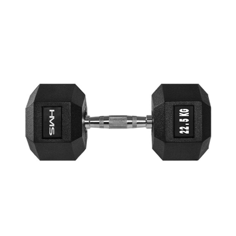 HMS Kurzhantel Fitnesshantel 22,5 kg Stahlhantel, (Gummibedeckung), Verhindert Wegrollen der Kurzhantel und sorgt für sicheren Stand