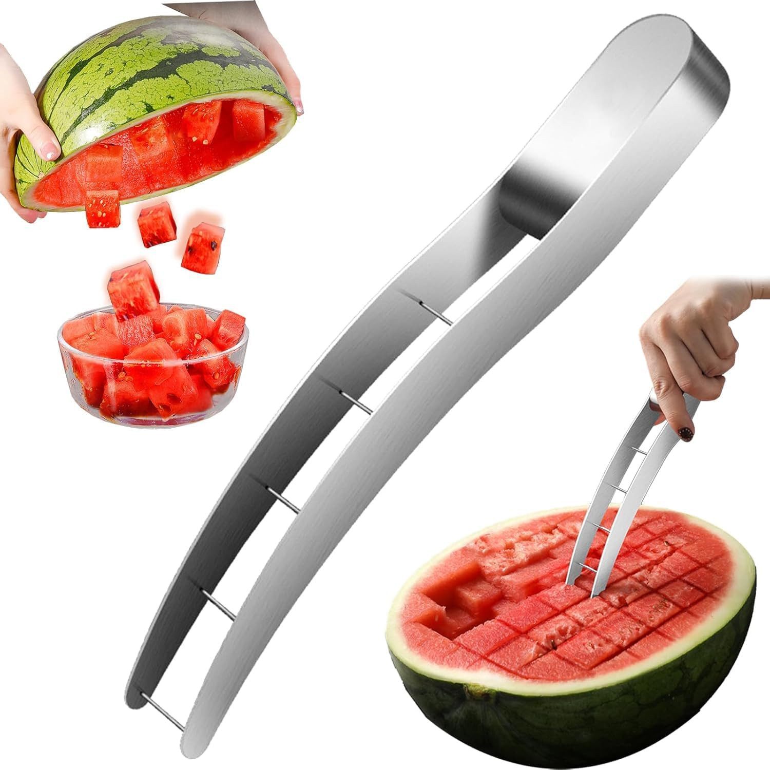 FOUORTUNATE-BEE Obstschneider Edelstahl Wassermelonen-Schneider für Sommerfrüchte, (1-tlg), Praktisches Messer für Wassermelone und Honigmelone